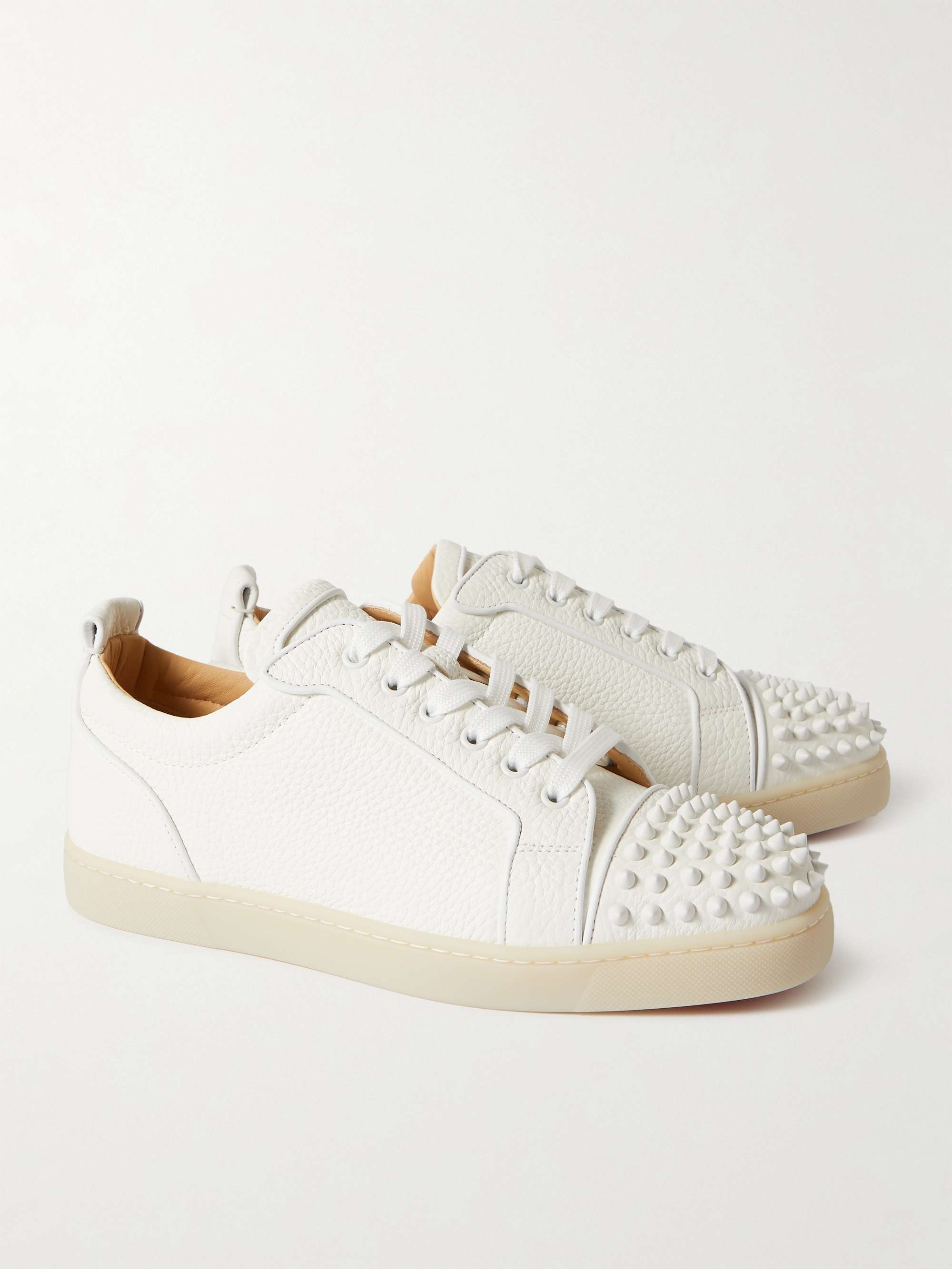 CHRISTIAN LOUBOUTIN Louis Junior Spikes Cap-Toe Full-Grain Leather Sneakers