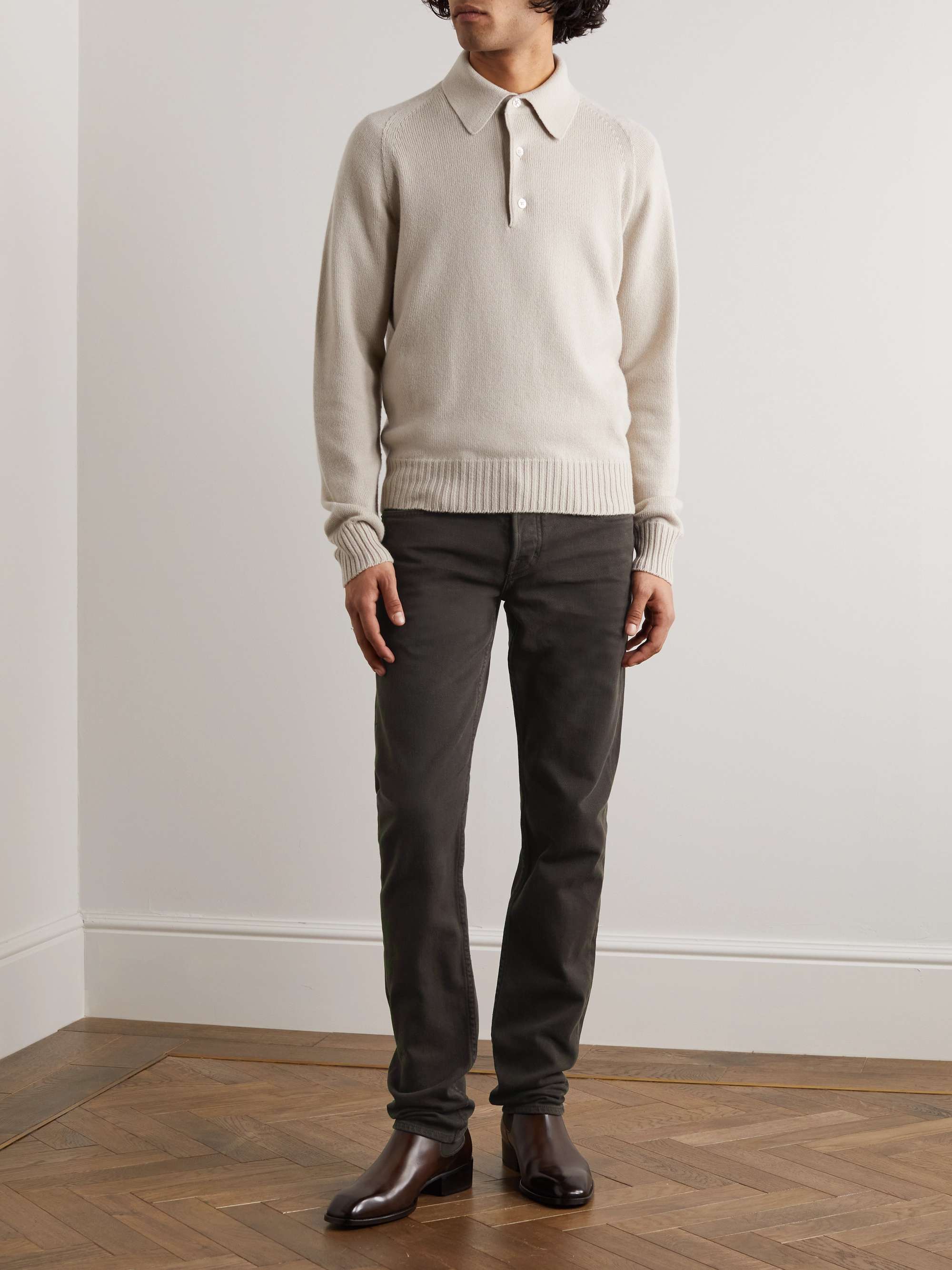TOM FORD Slim-Fit Straight-Leg Stretch-Cotton Twill Trousers