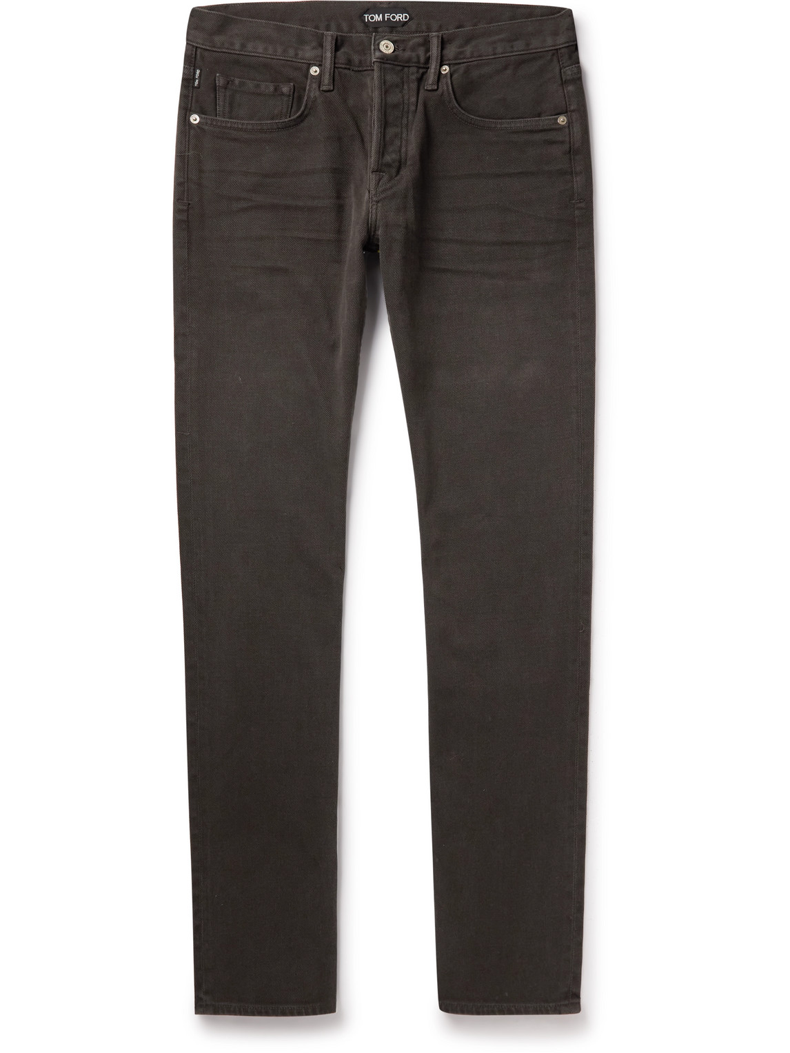 Tom Ford Slim-fit Straight-leg Stretch-cotton Twill Trousers In Brown