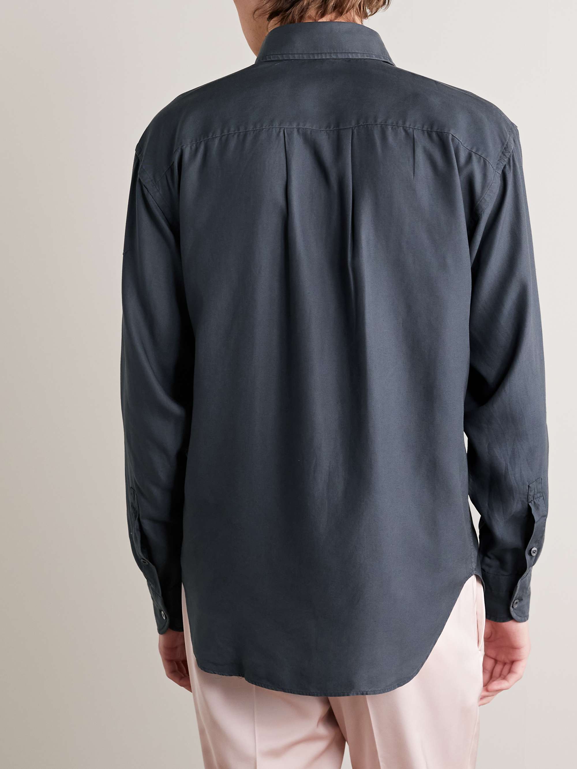 TOM FORD Button-Down Collar Garment-Dyed Lyocell Shirt