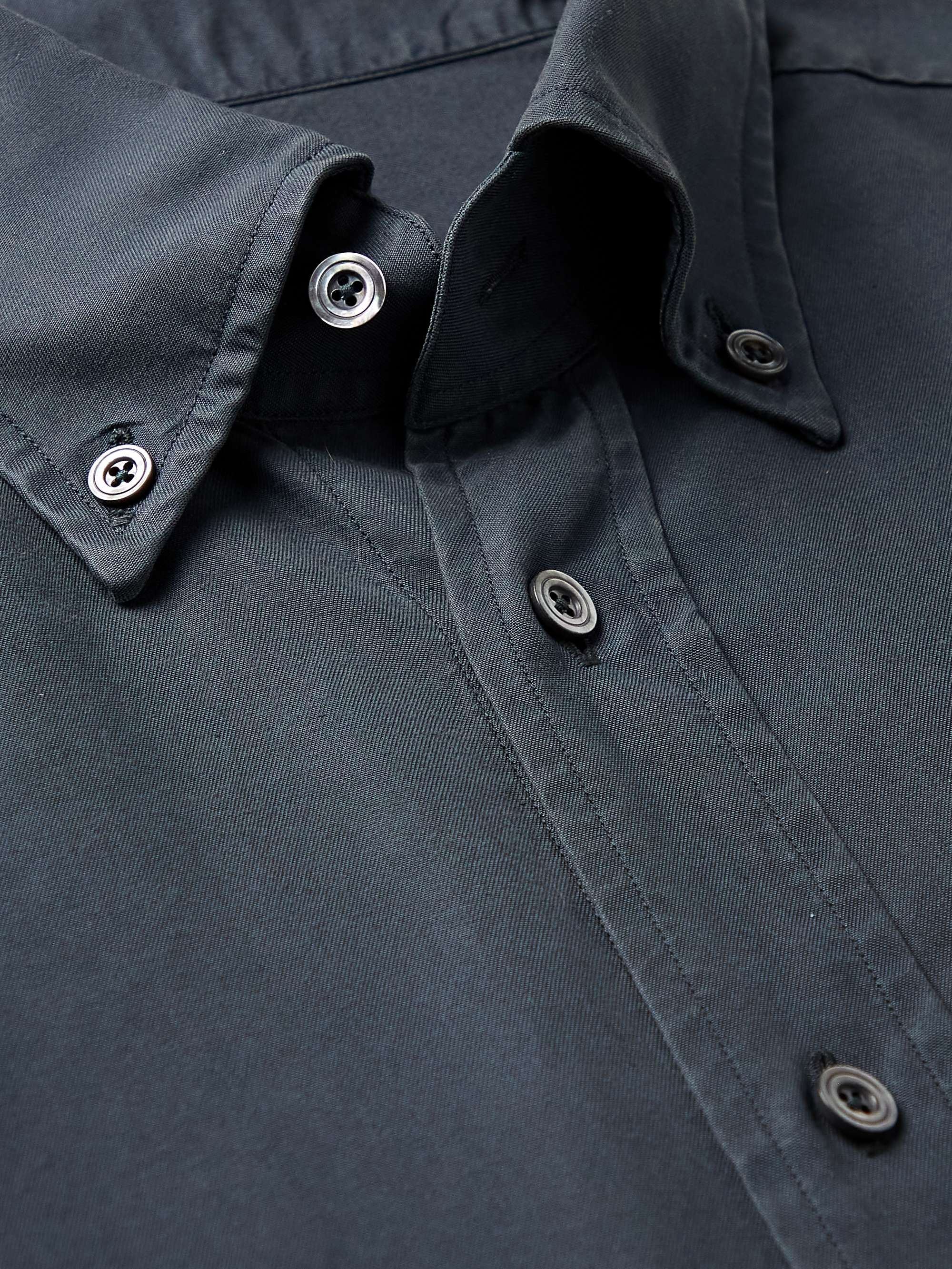 TOM FORD Button-Down Collar Garment-Dyed Lyocell Shirt