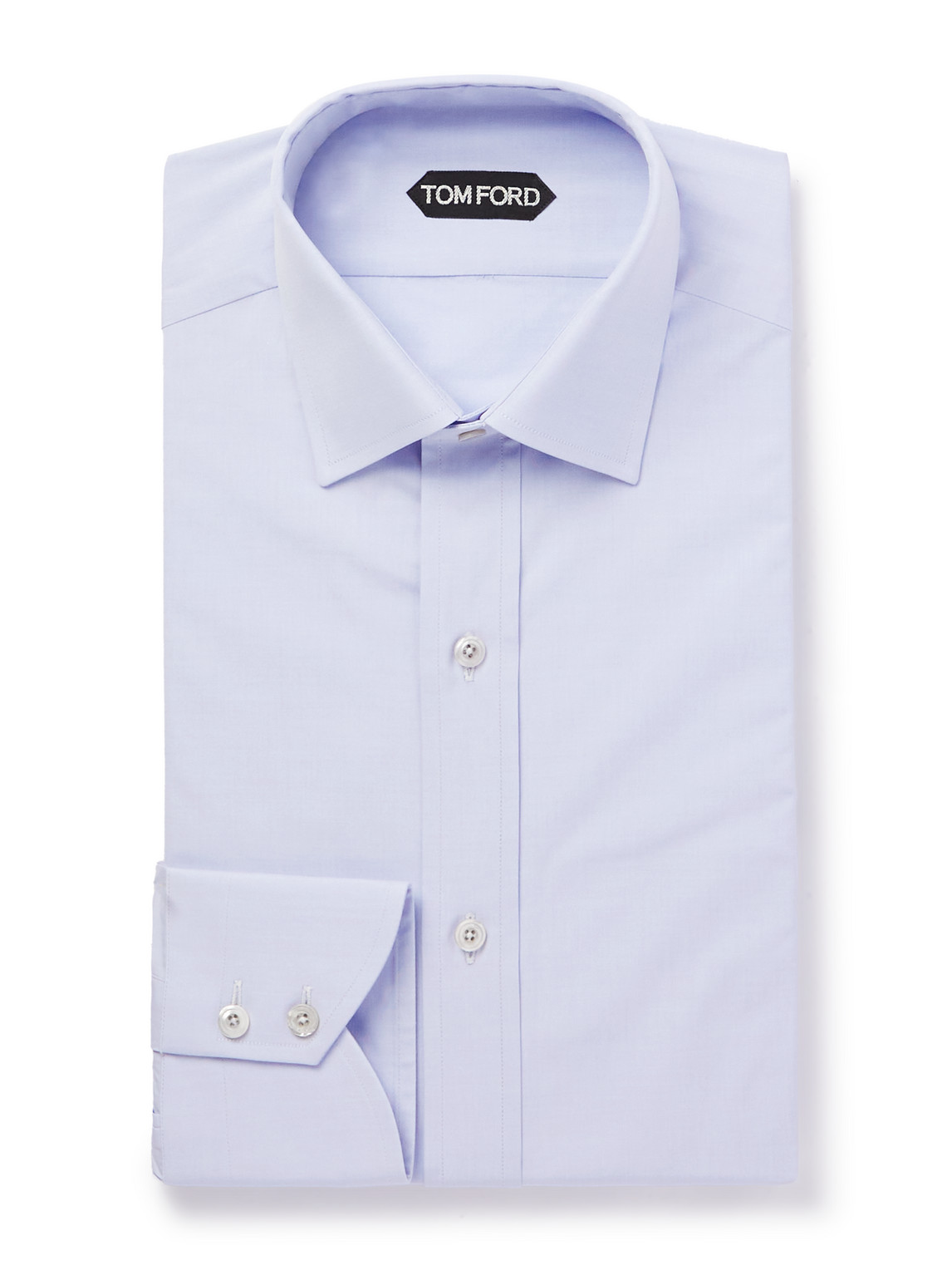 Tom Ford Cutaway-collar Cotton-poplin Shirt In Blue