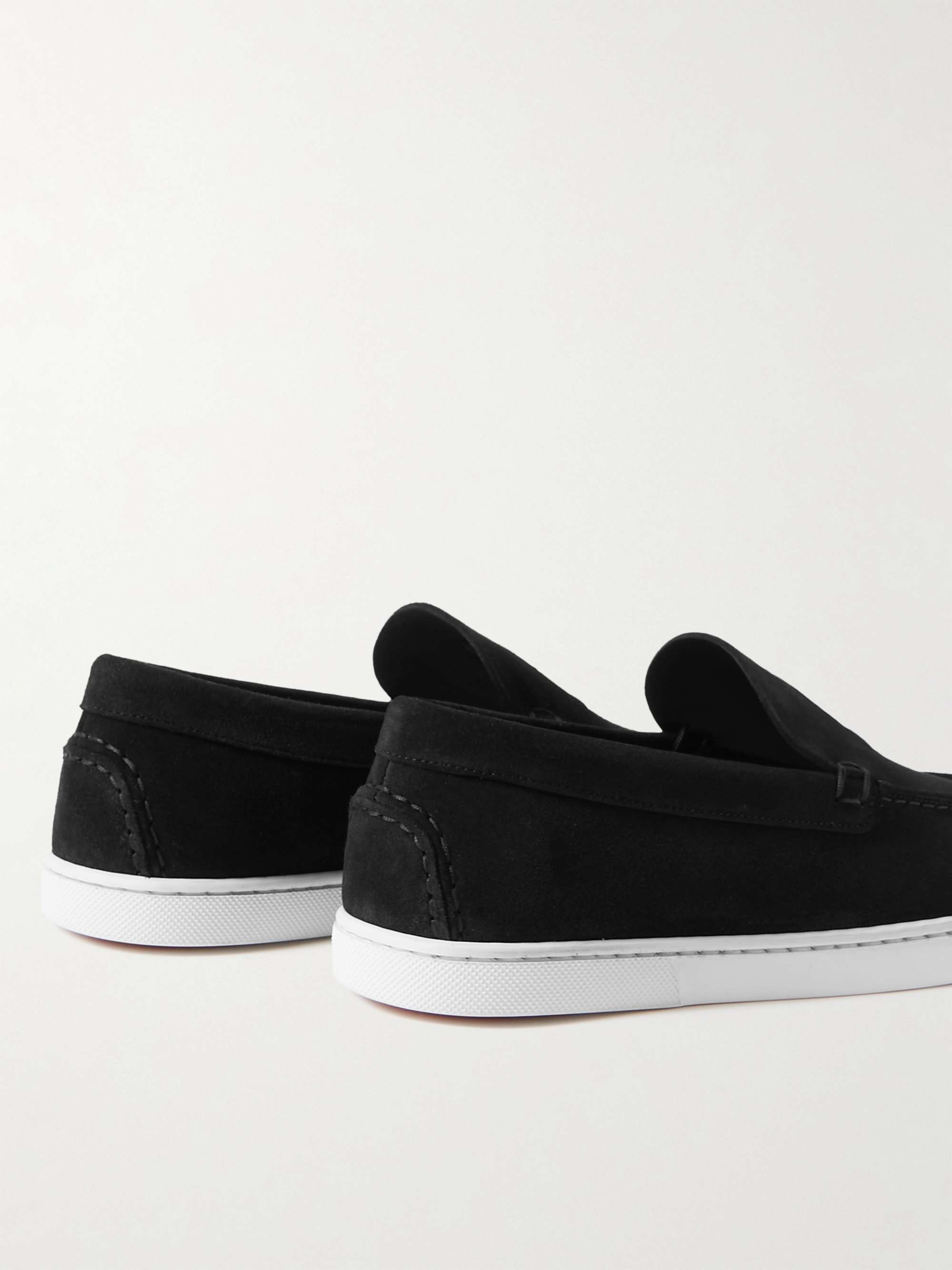 CHRISTIAN LOUBOUTIN Varsiboat Logo-Embossed Suede Loafers