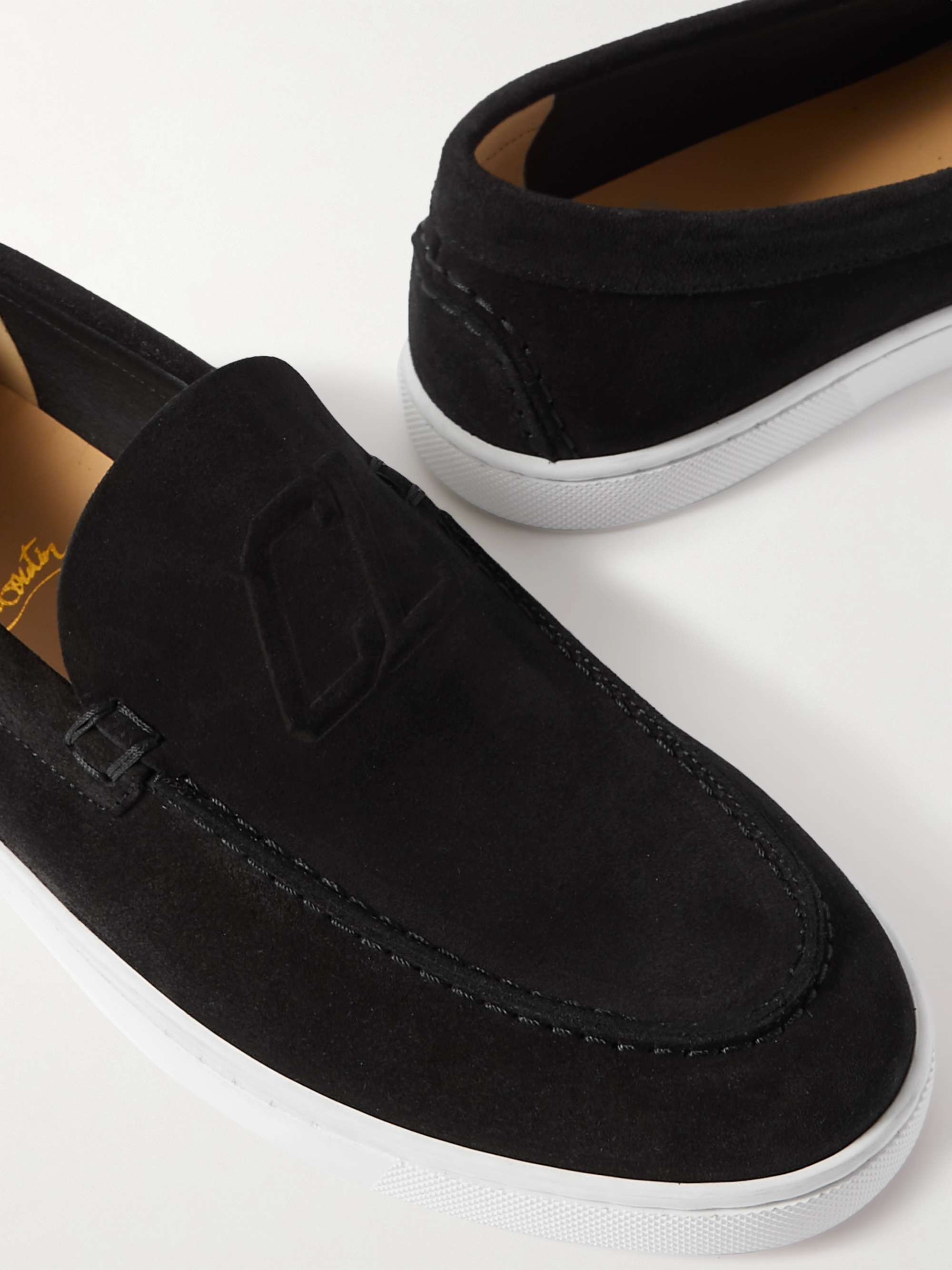 CHRISTIAN LOUBOUTIN Varsiboat Logo-Embossed Suede Loafers