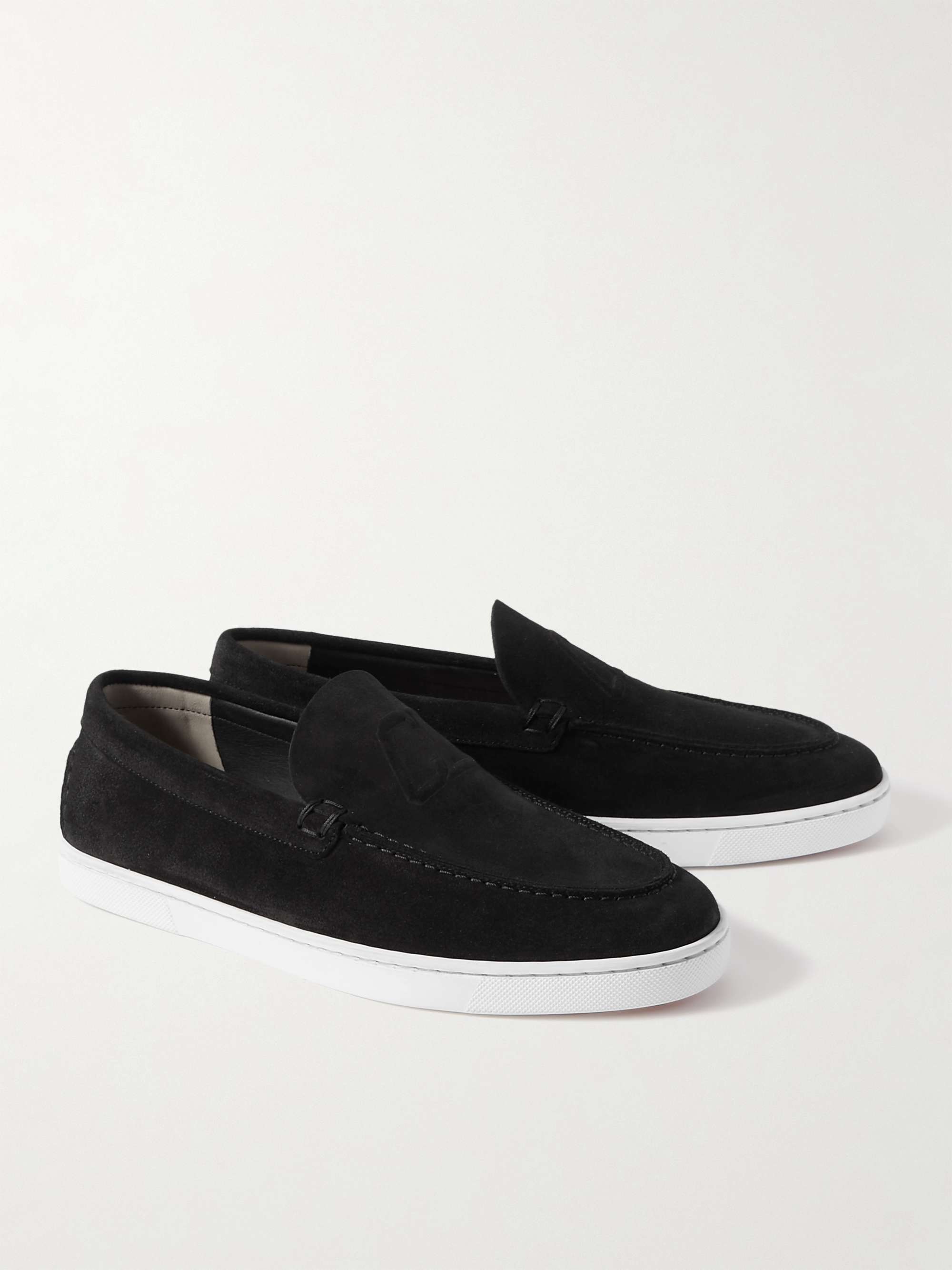CHRISTIAN LOUBOUTIN Varsiboat Logo-Embossed Suede Loafers