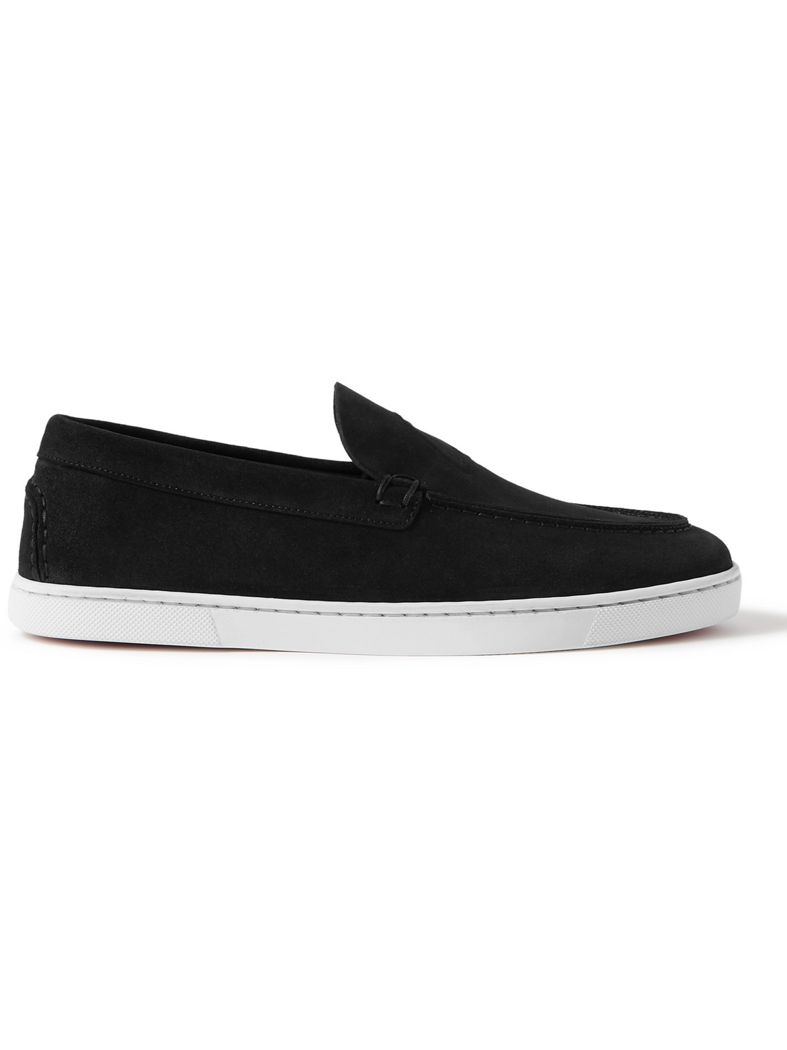 Shop Christian Louboutin Varsiboat Logo-embossed Suede Loafers In Black