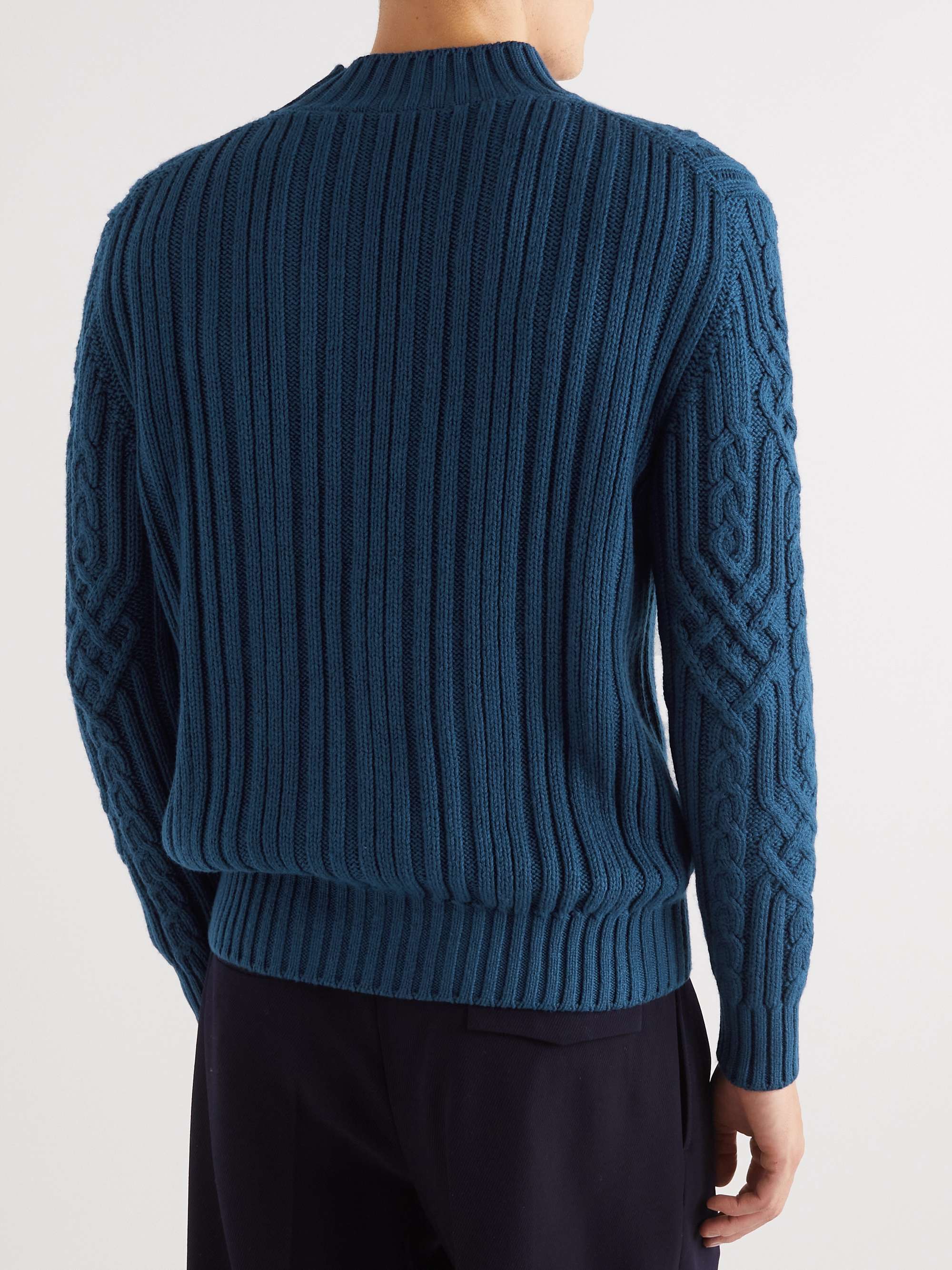 LORO PIANA Ribbed Cable-Knit Cashmere Rollneck Sweater