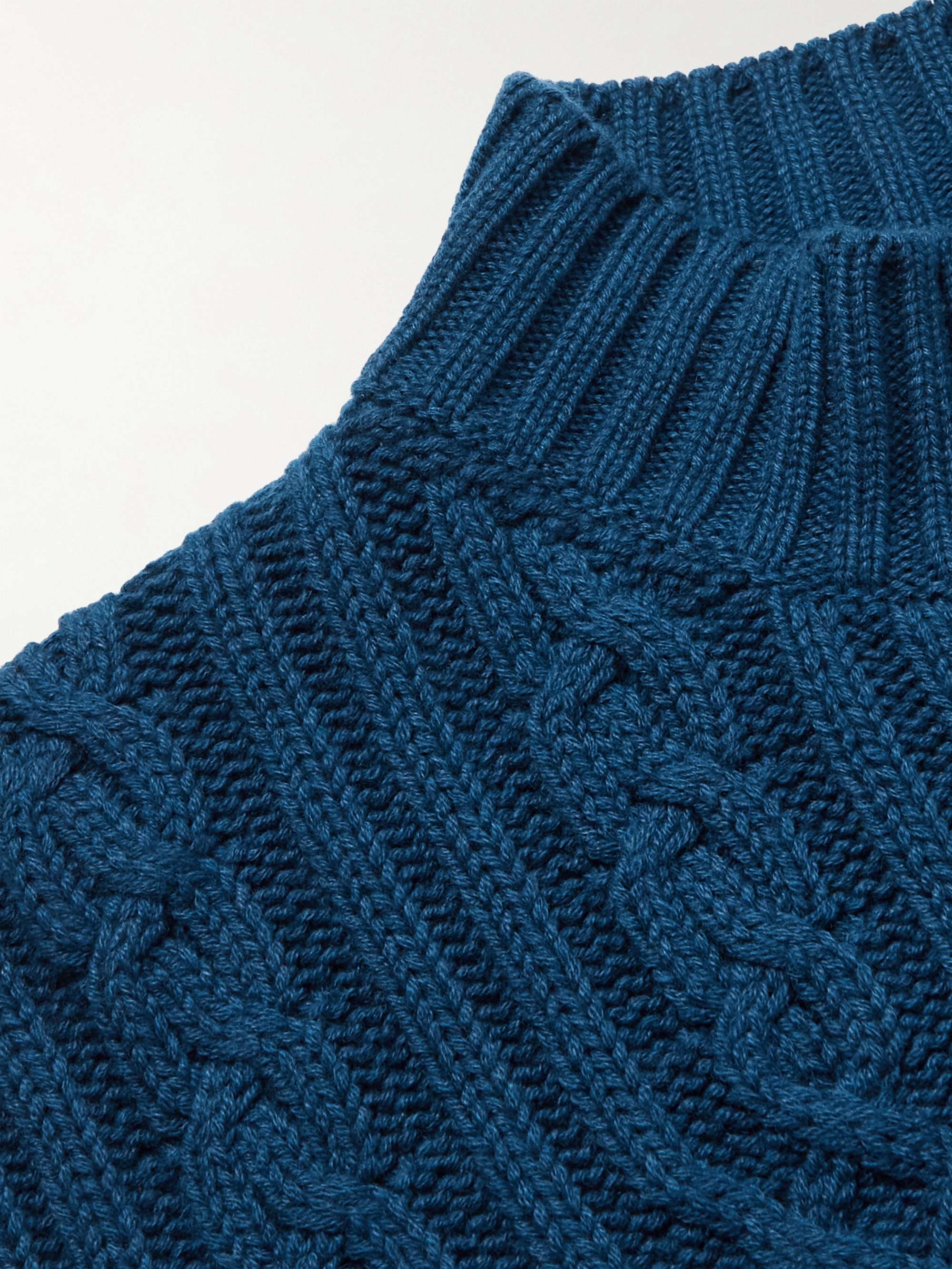 LORO PIANA Ribbed Cable-Knit Cashmere Rollneck Sweater