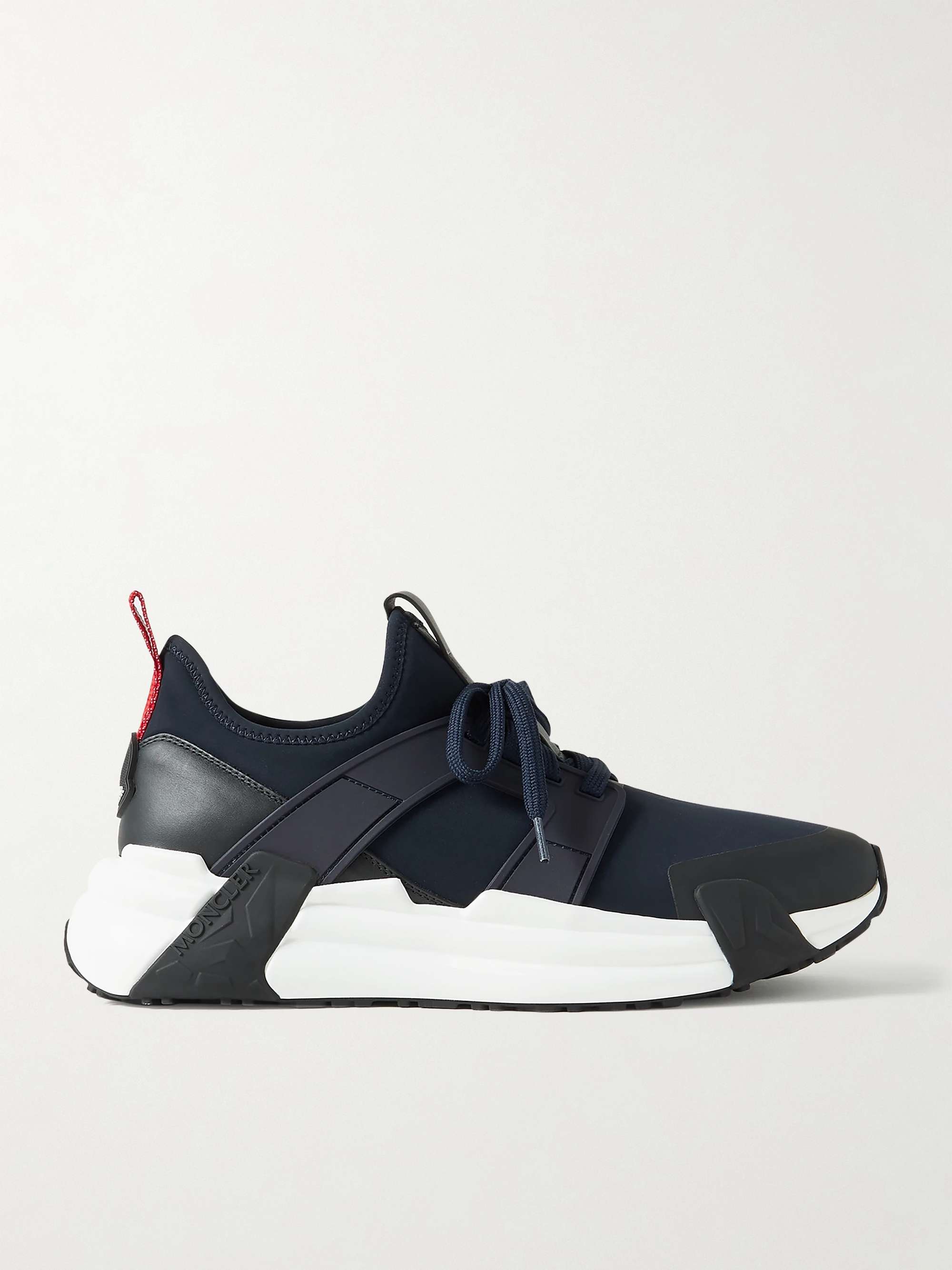 Navy Rubber and Leather-Trimmed Neoprene Sneakers | | PORTER