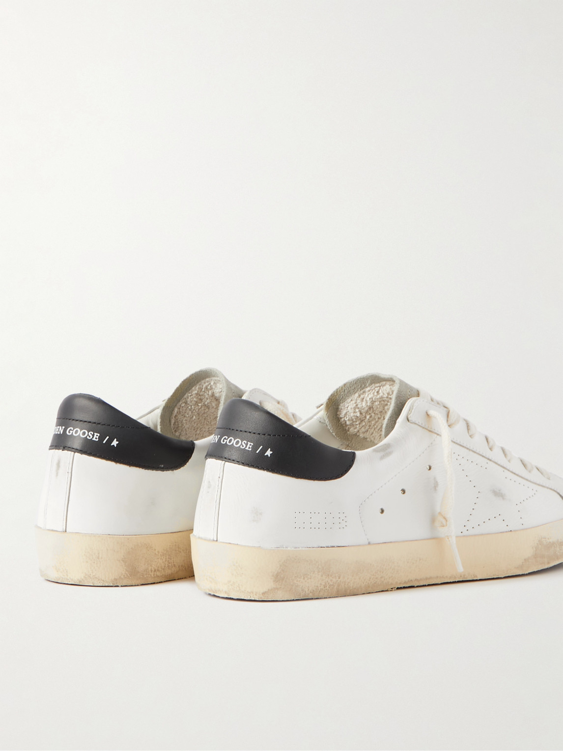 Shop Golden Goose Superstar Distressed Leather And Suede Sneakers In White