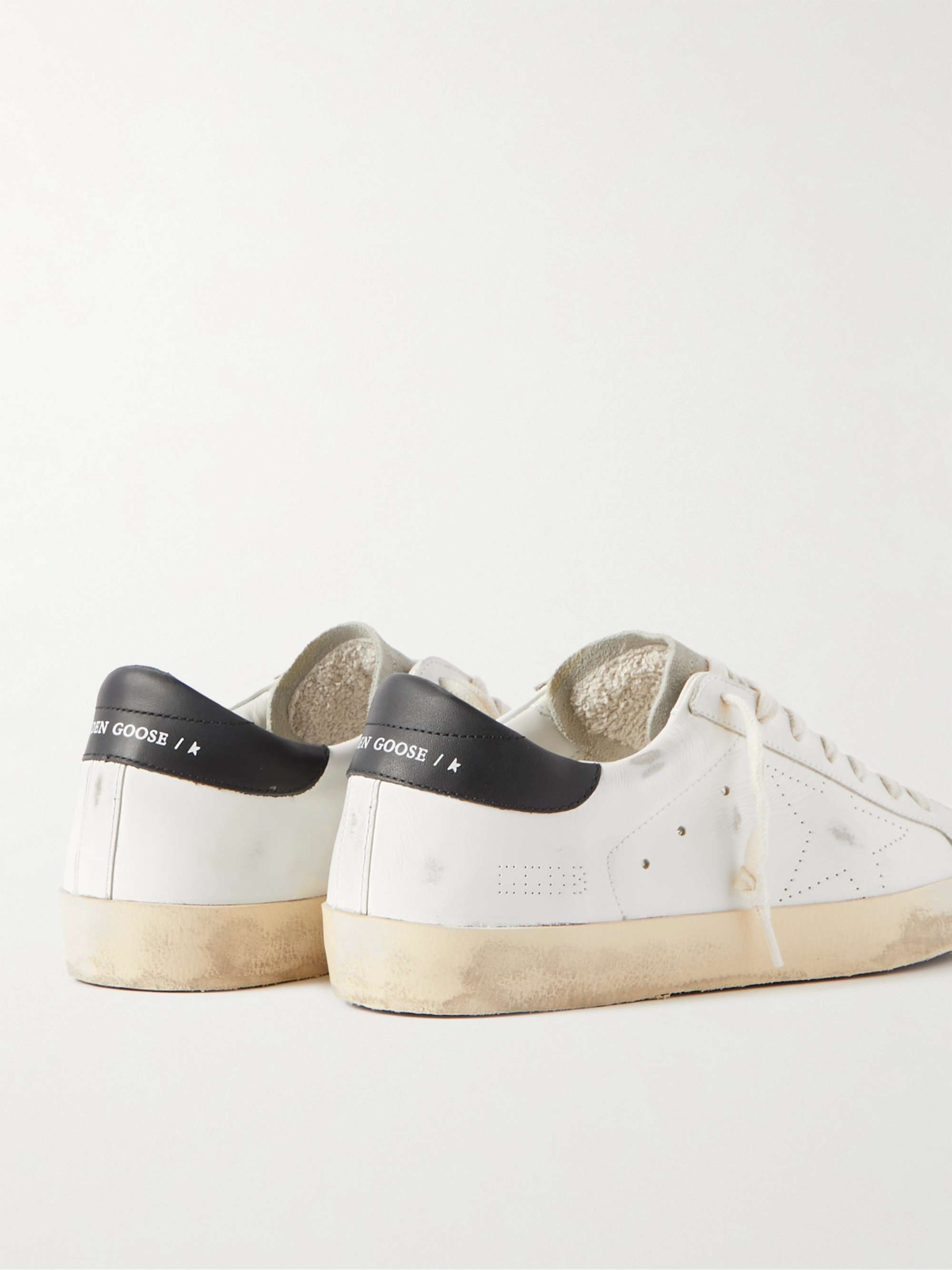 GOLDEN GOOSE Superstar Distressed Leather and Suede Sneakers