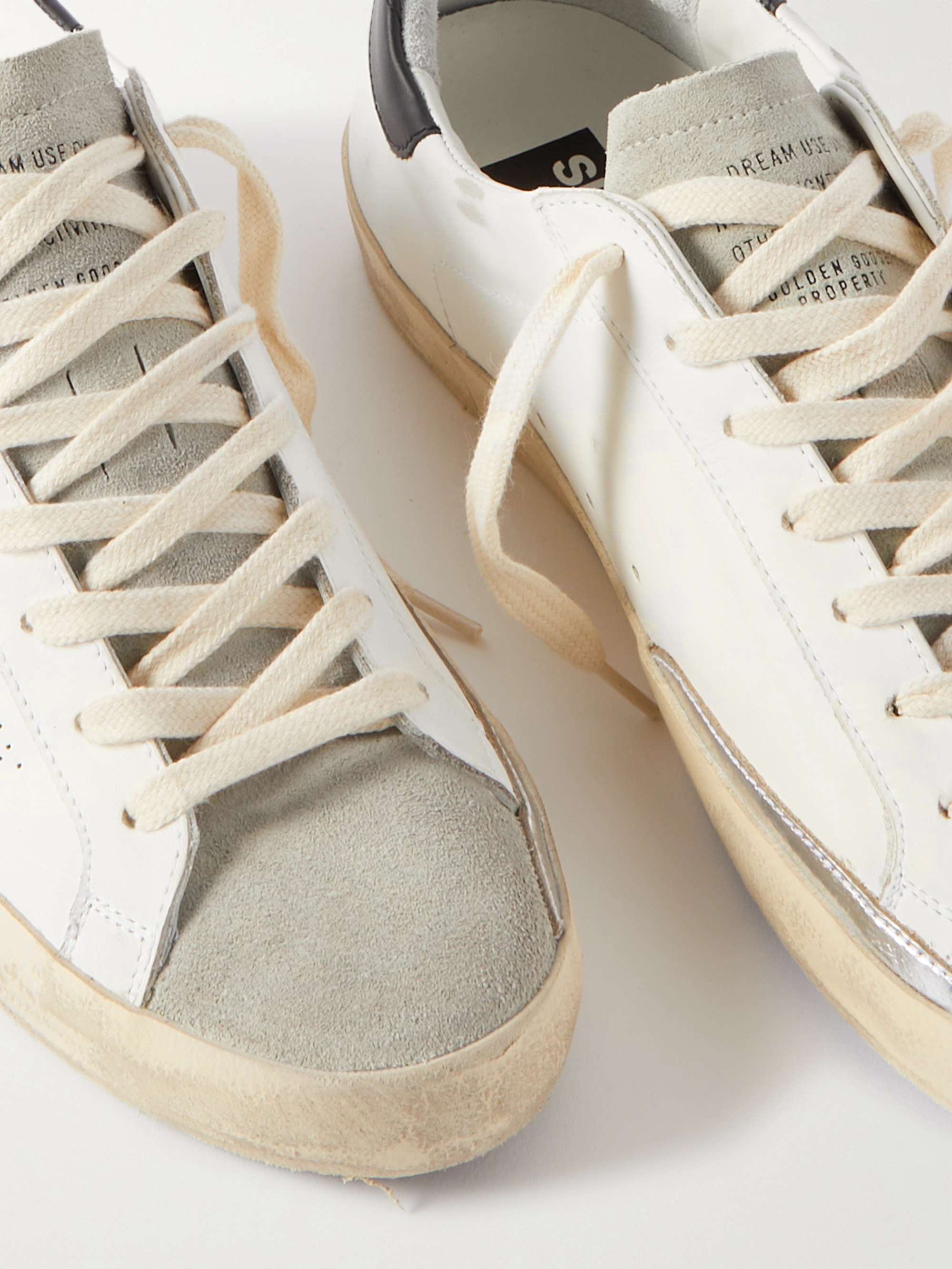 GOLDEN GOOSE Superstar Distressed Leather and Suede Sneakers