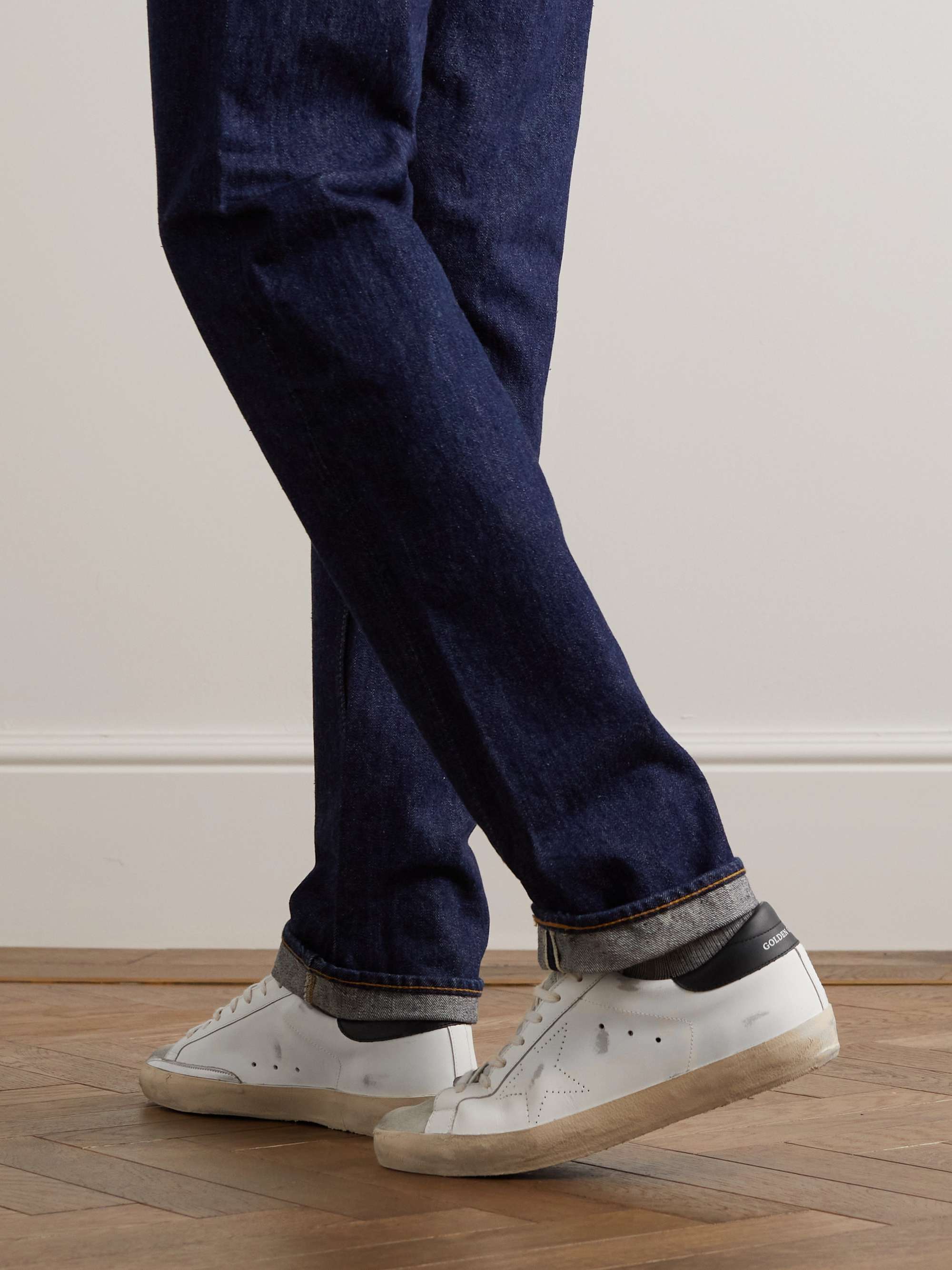 GOLDEN GOOSE Superstar Distressed Leather and Suede Sneakers