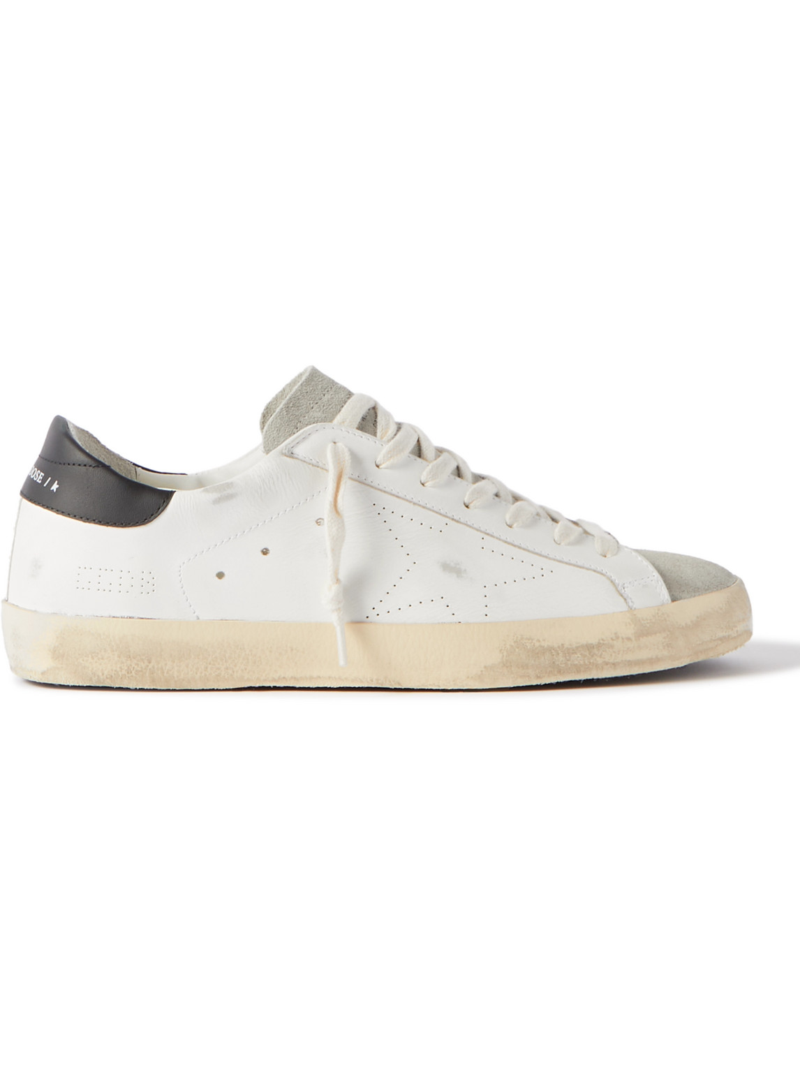 Golden Goose Superstar Distressed Leather And Suede Trainers In White