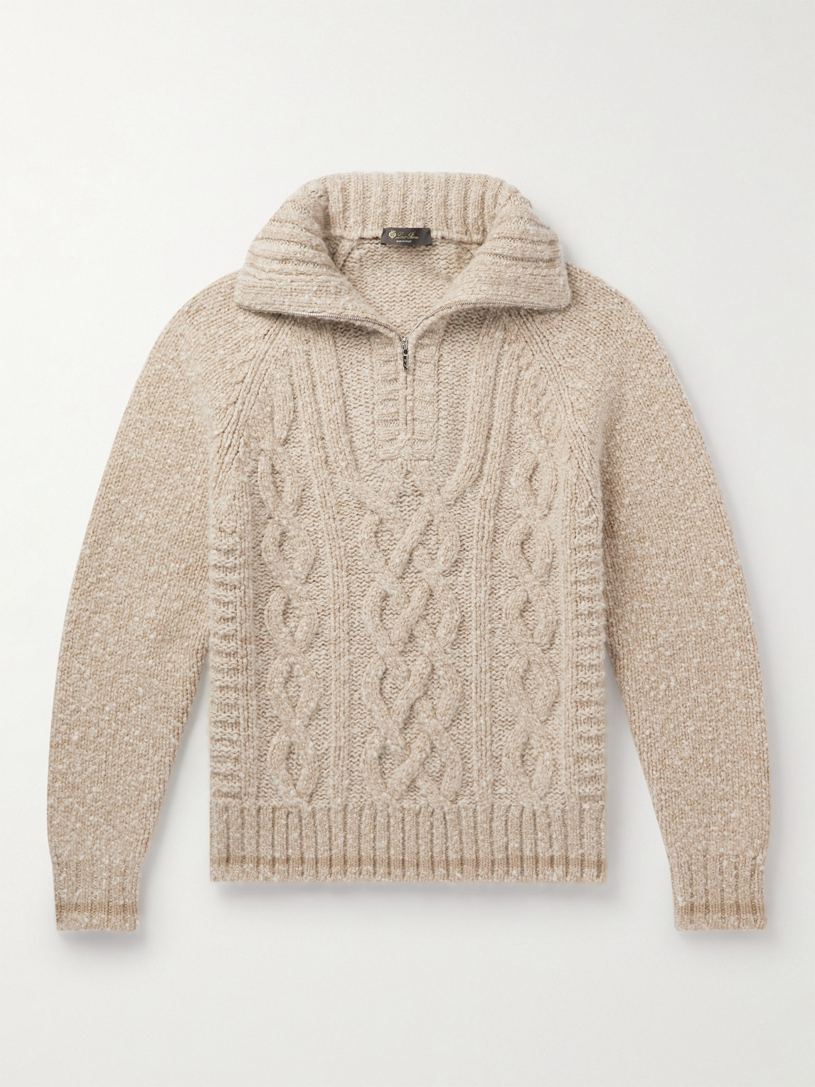 Loro Piana Cable-Knit Cashmere Half-Zip Sweater - Men