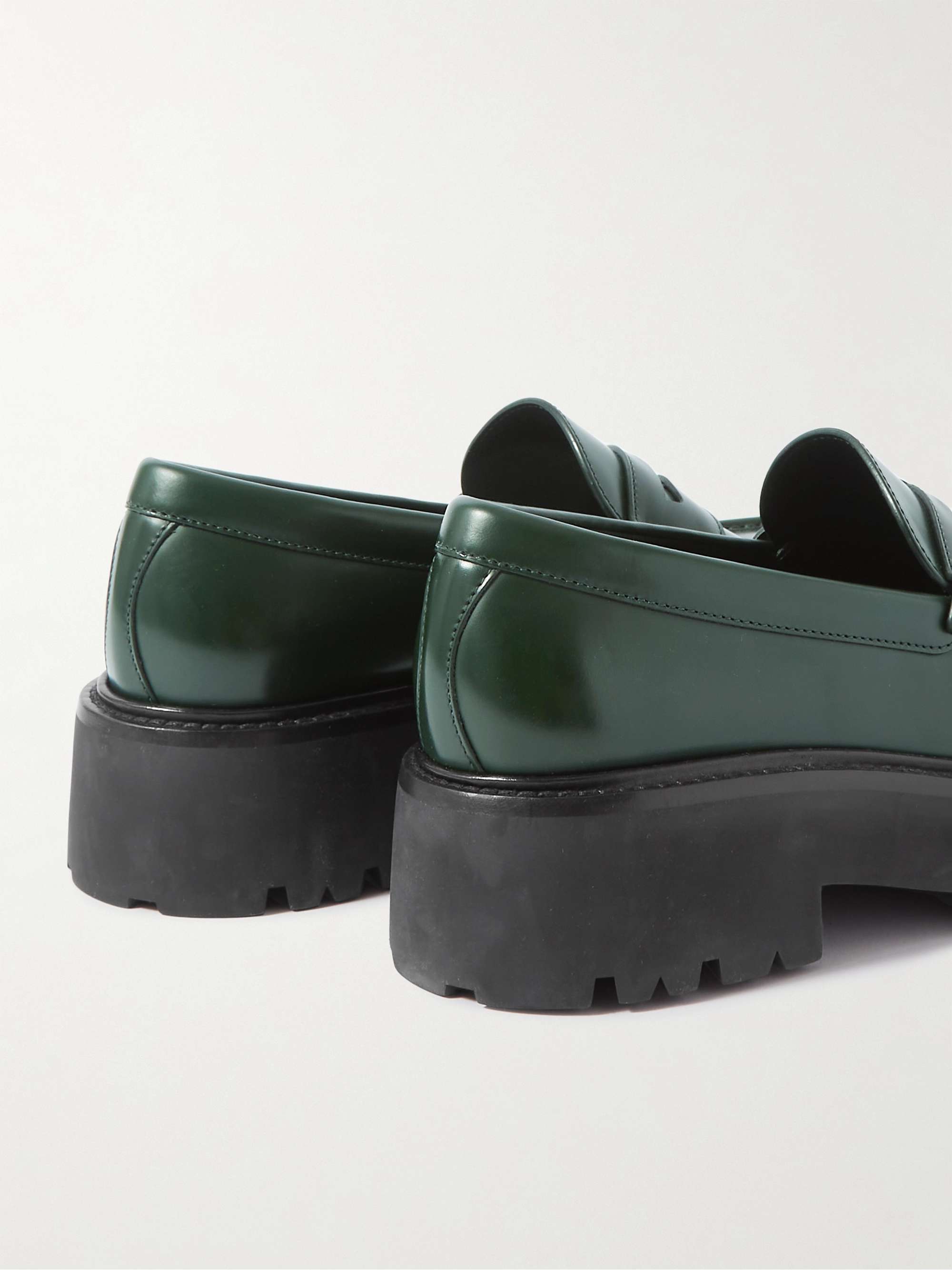 CELINE HOMME Logo-Embellished Polished-Leather Penny Loafers