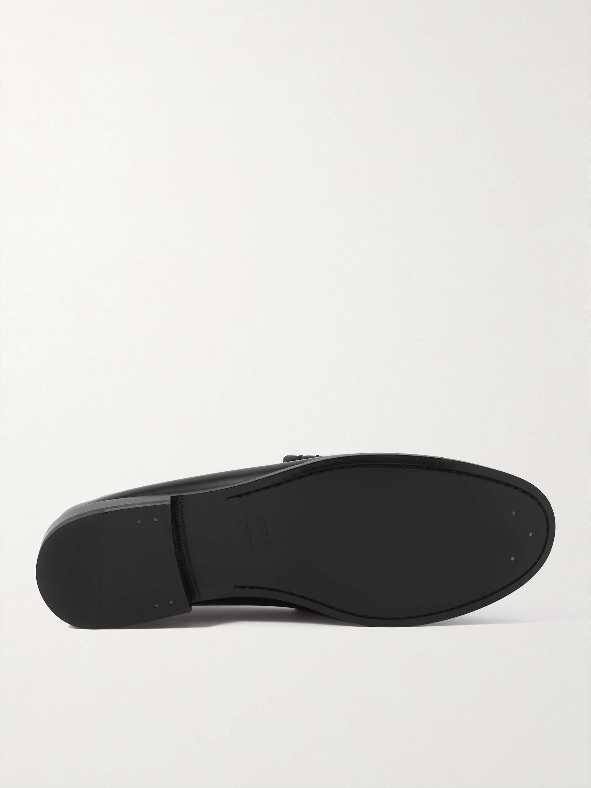 CELINE HOMME Triomphe Logo-Embellished Polished-Leather Loafers