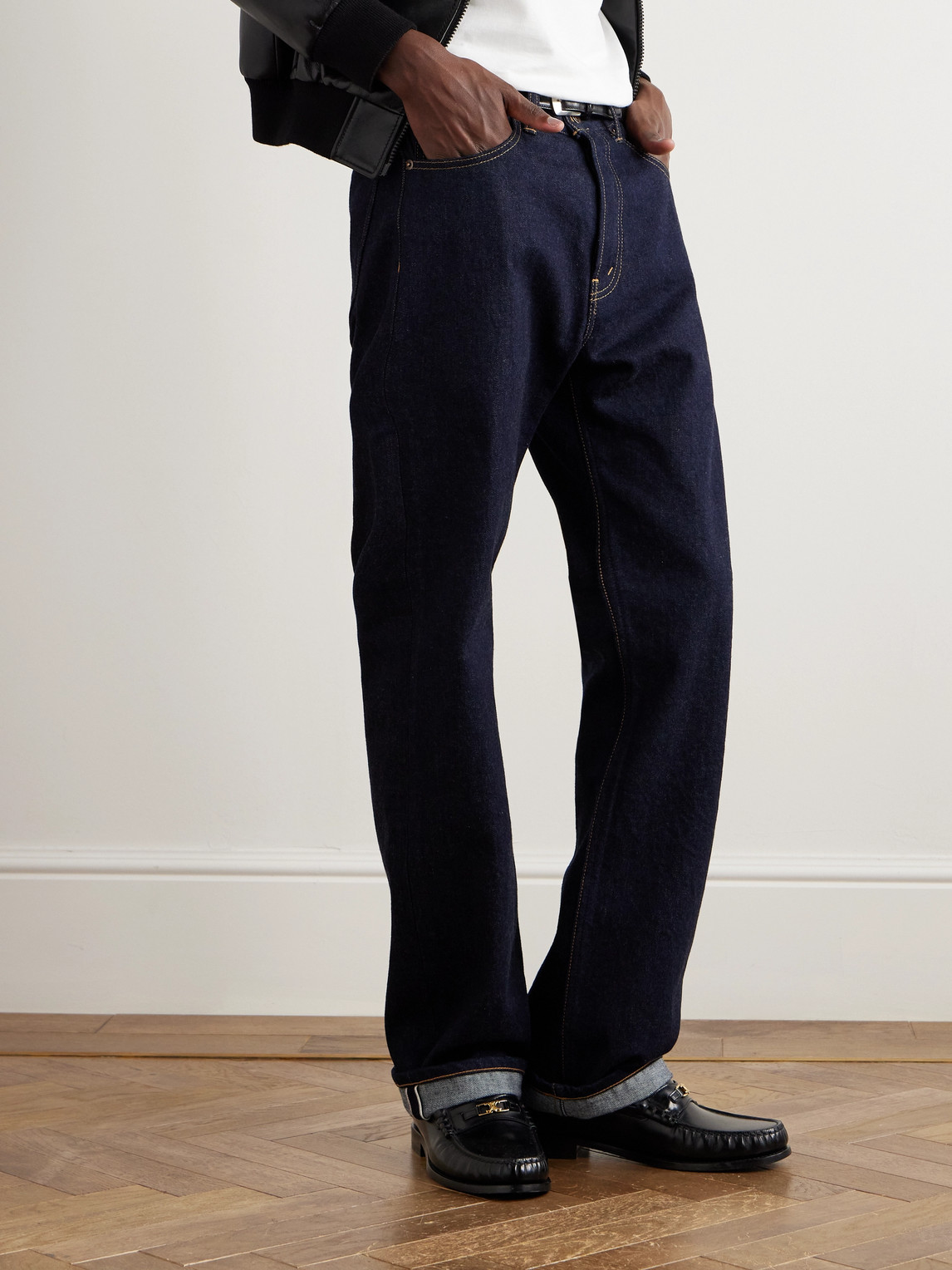 Celine Triomphe Logo-embellished Polished-leather Loafers In Black