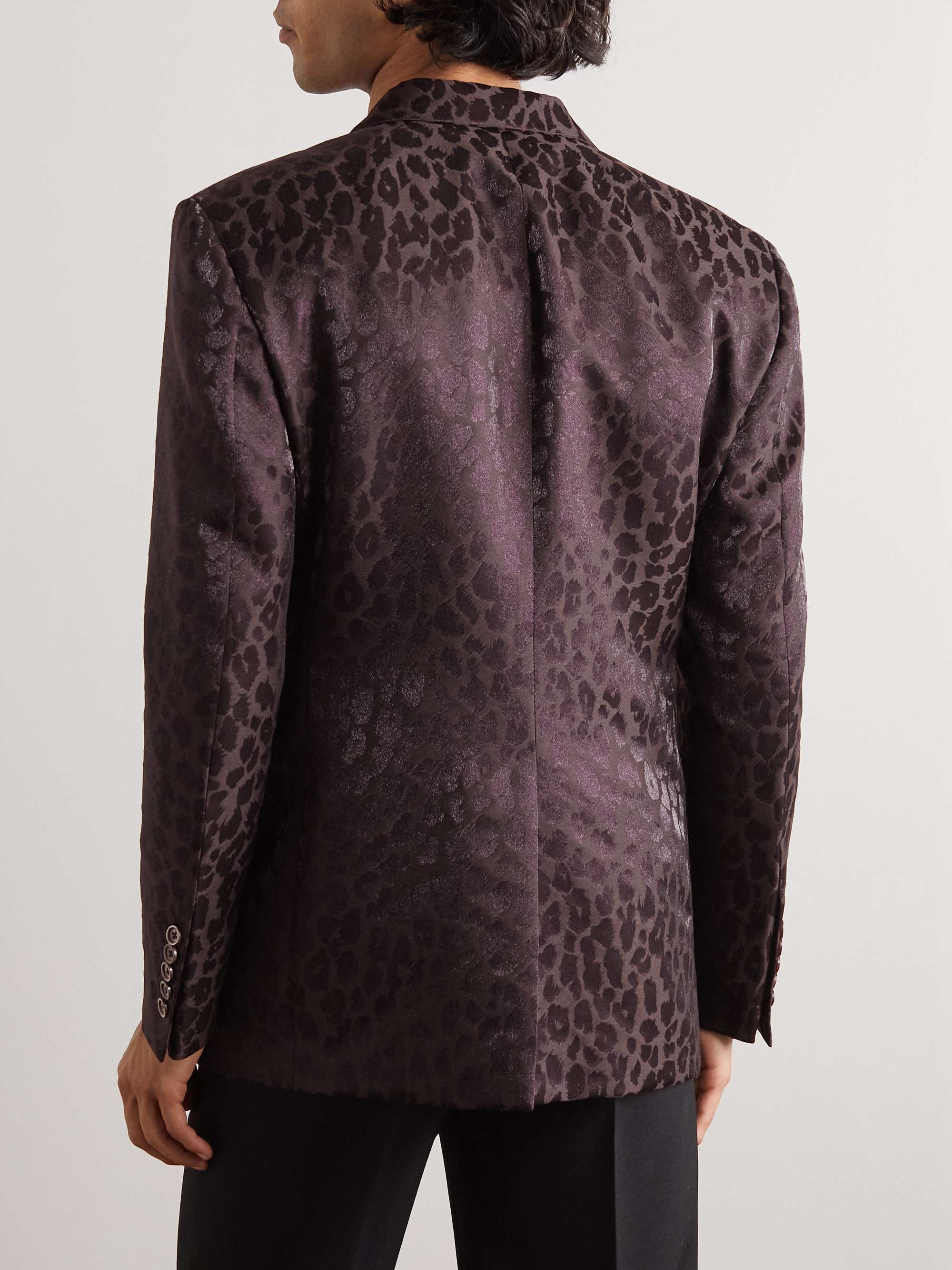 TOM FORD Cooper Metallic Leopard-Print Wool-Blend Tuxedo Jacket