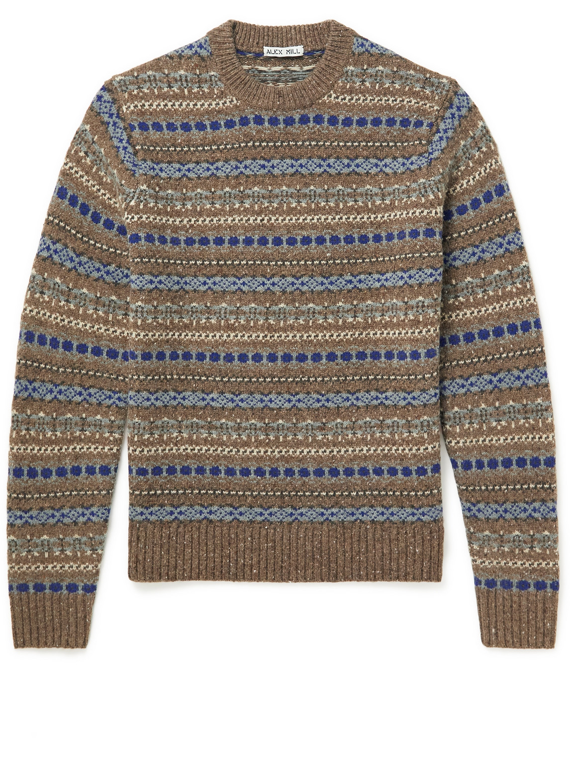 Alex Mill Fair Isle Donegal Wool-blend Sweater In Brown
