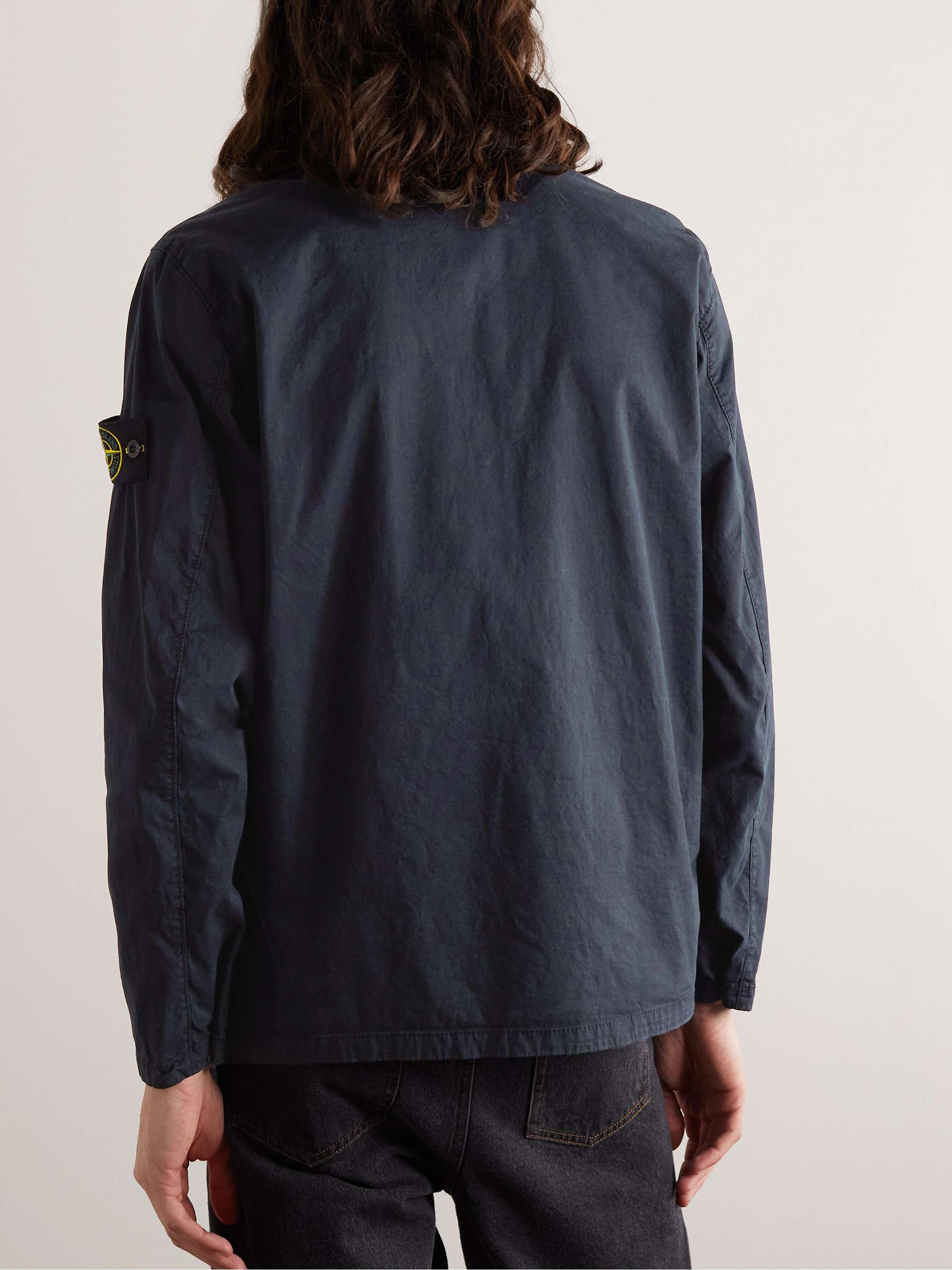 STONE ISLAND Logo-Appliquéd Cotton-Blend Twill Overshirt