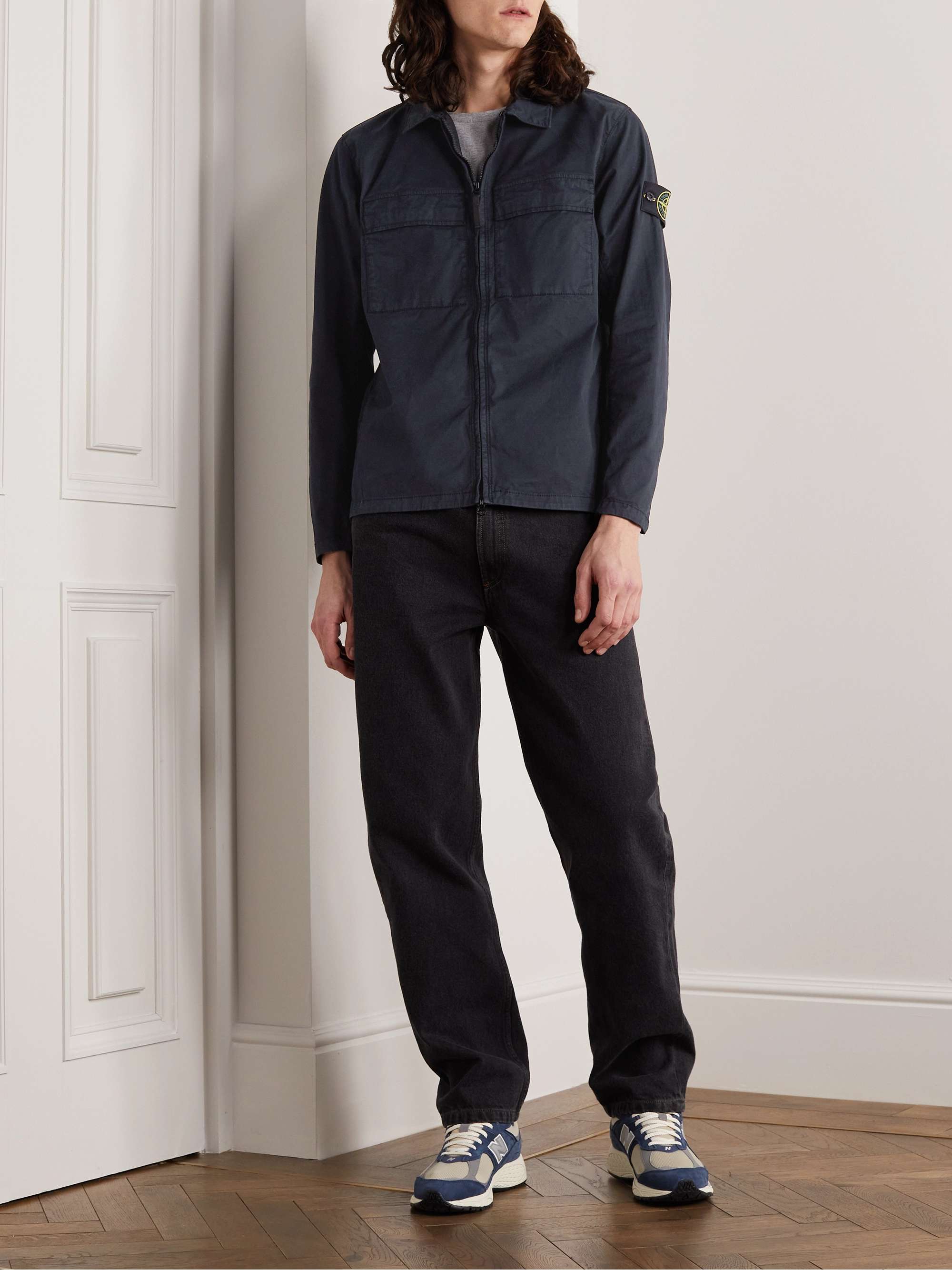 STONE ISLAND Logo-Appliquéd Cotton-Blend Twill Overshirt