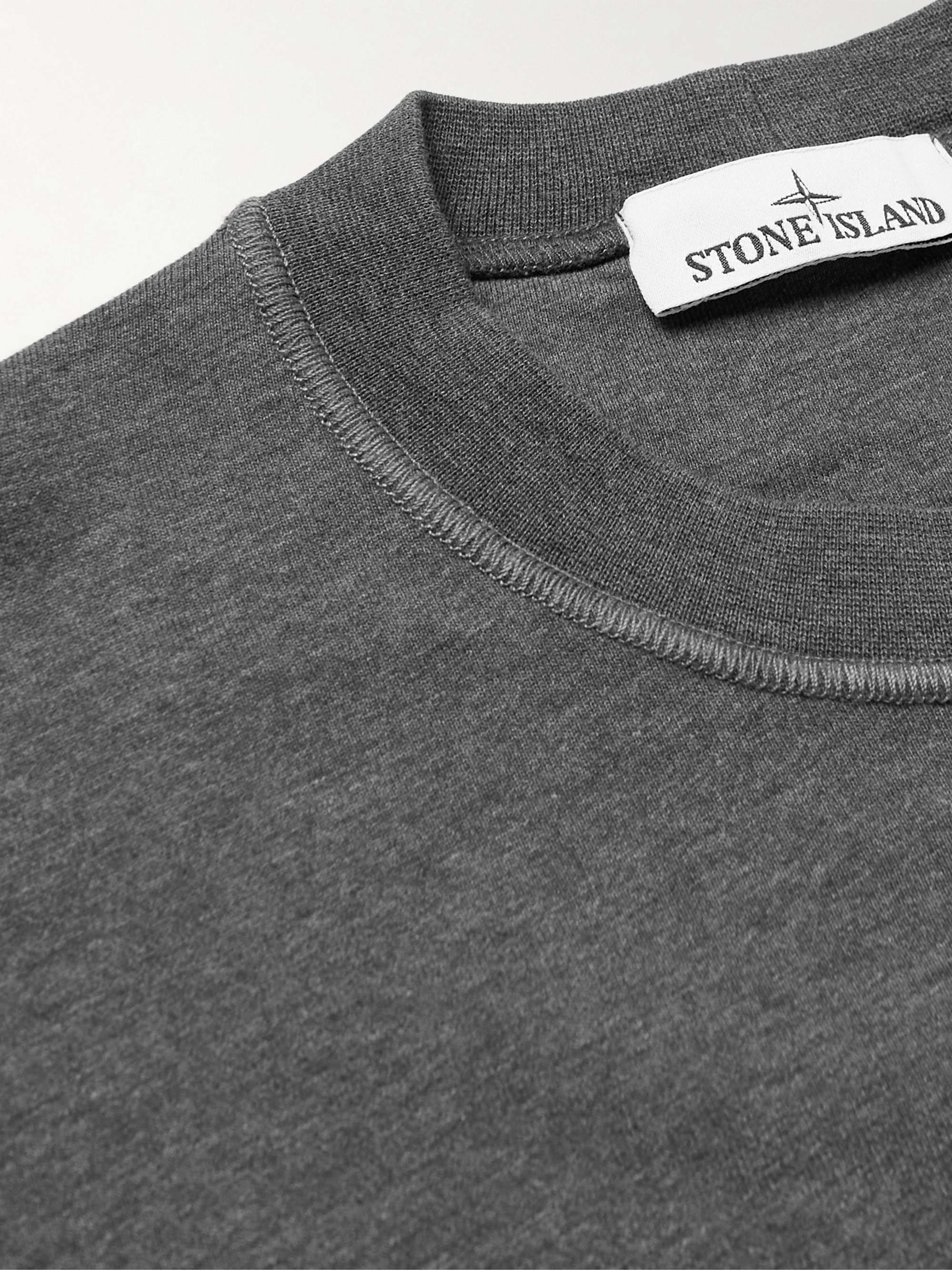 STONE ISLAND Logo-Appliquéd Garment-Dyed Cotton-Jersey Sweatshirt