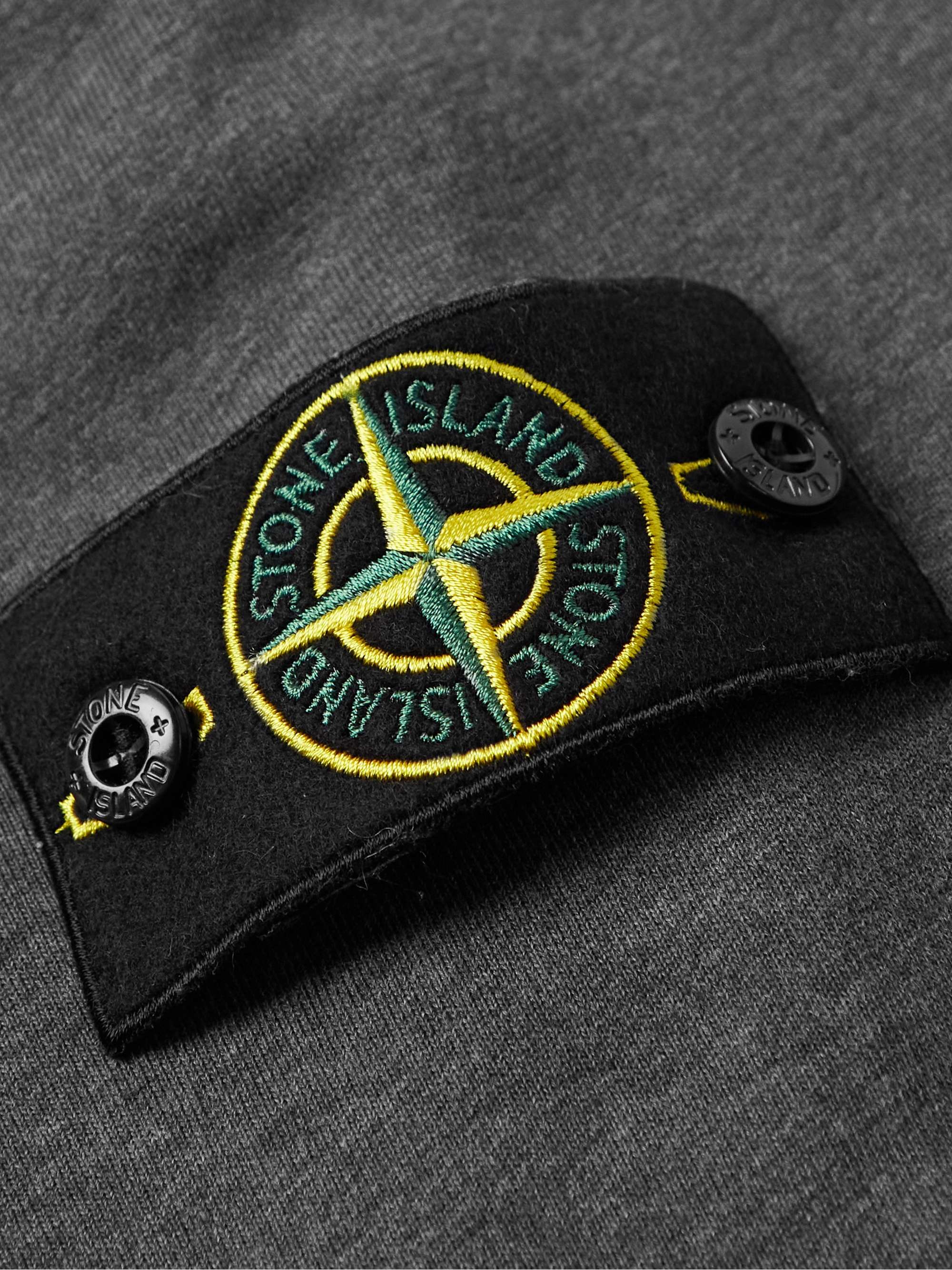 STONE ISLAND Logo-Appliquéd Garment-Dyed Cotton-Jersey Sweatshirt