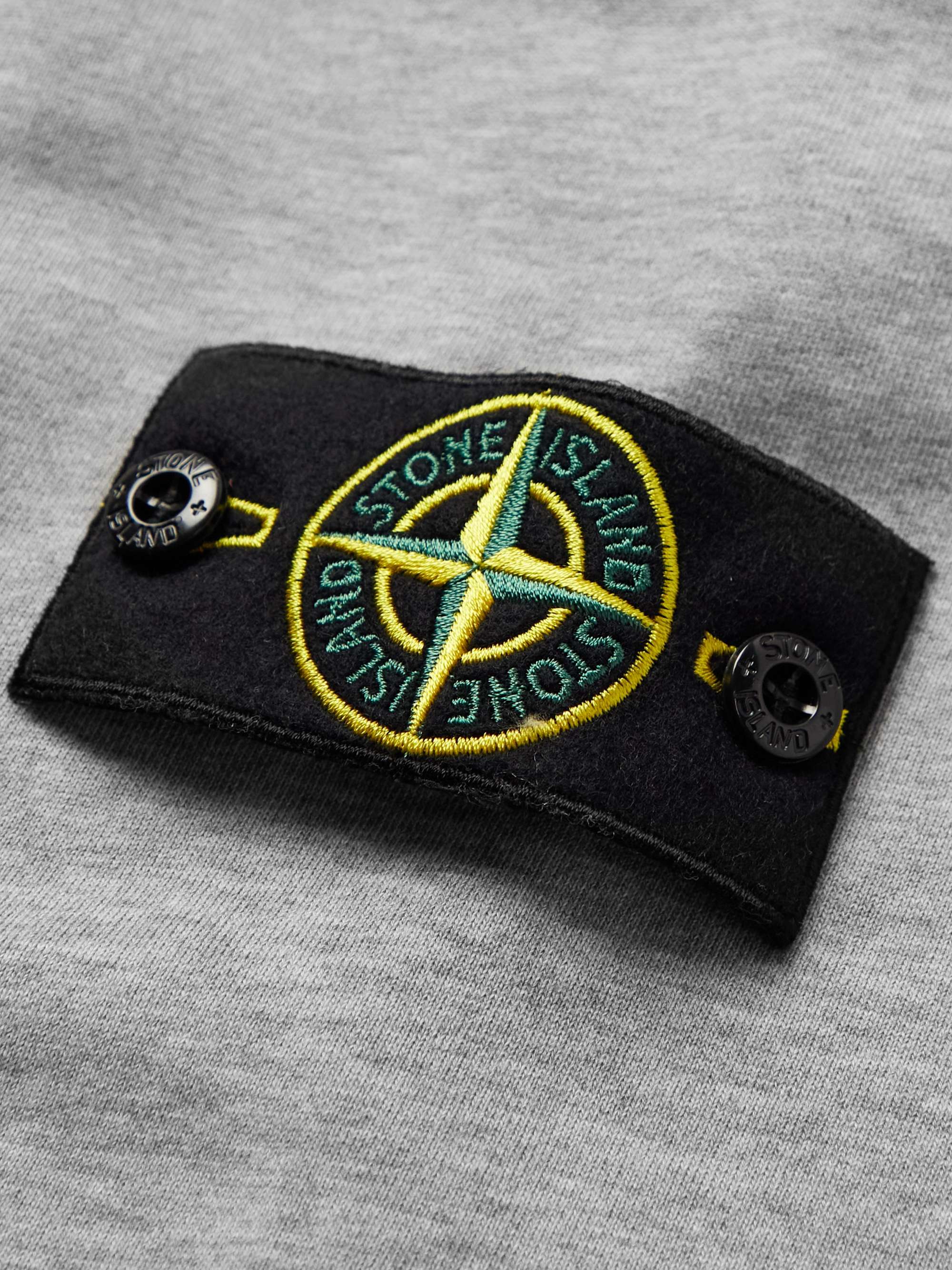 STONE ISLAND Garment-Dyed Logo-Appliquéd Cotton-Jersey Zip-Up Hoodie