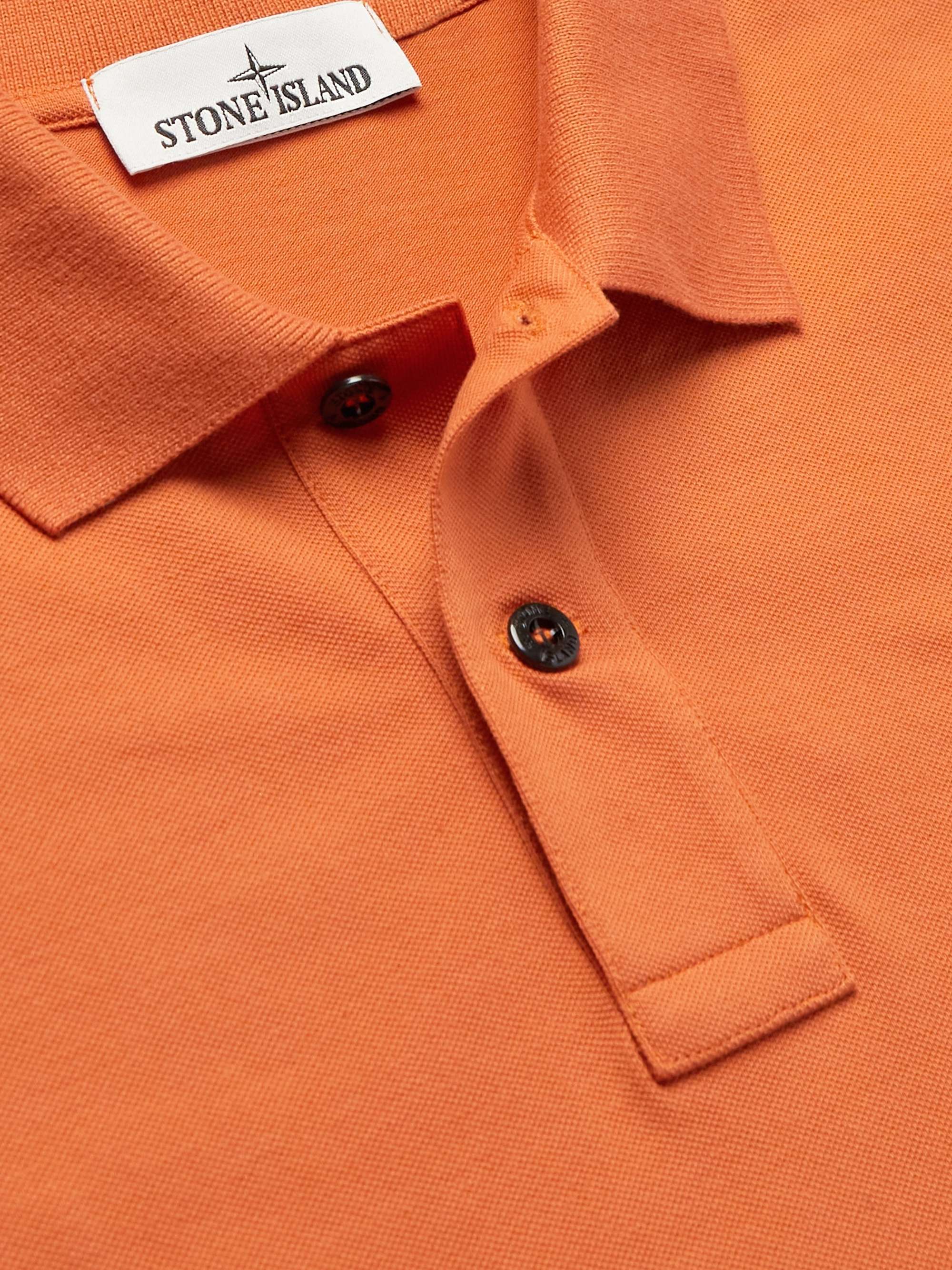 STONE ISLAND Logo-Appliquéd Stretch-Cotton Piqué Polo Shirt