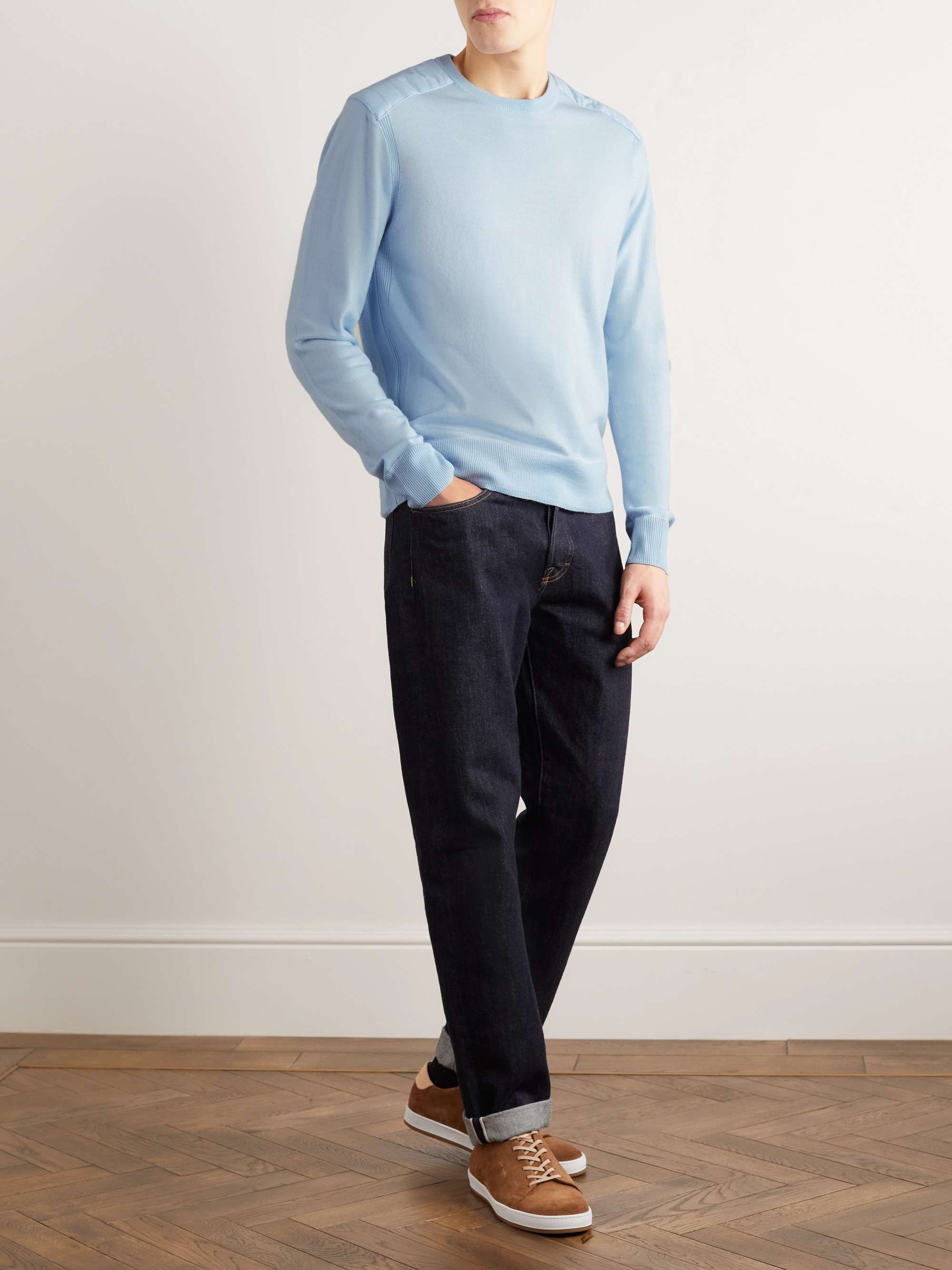 BELSTAFF Kerrigan Ribbed Panelled Merino Wool Sweater