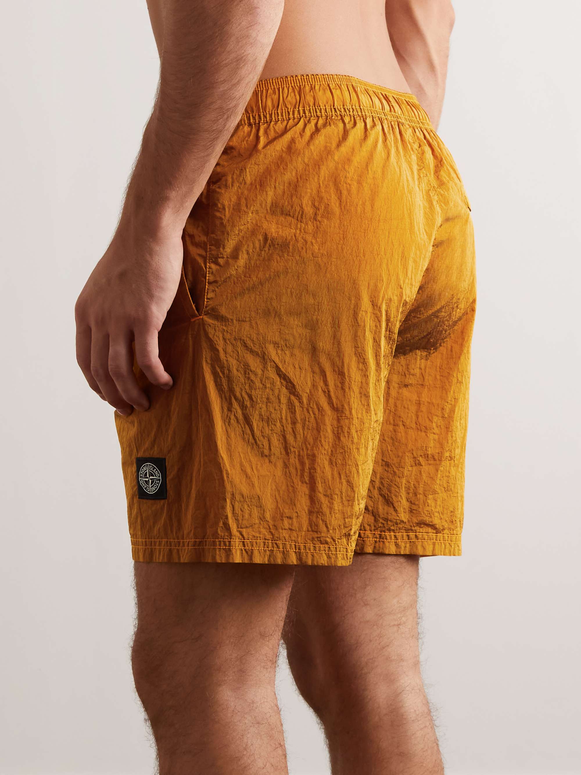 STONE ISLAND Logo-Appliquéd Straight-Leg Mid-Length Swim Shorts