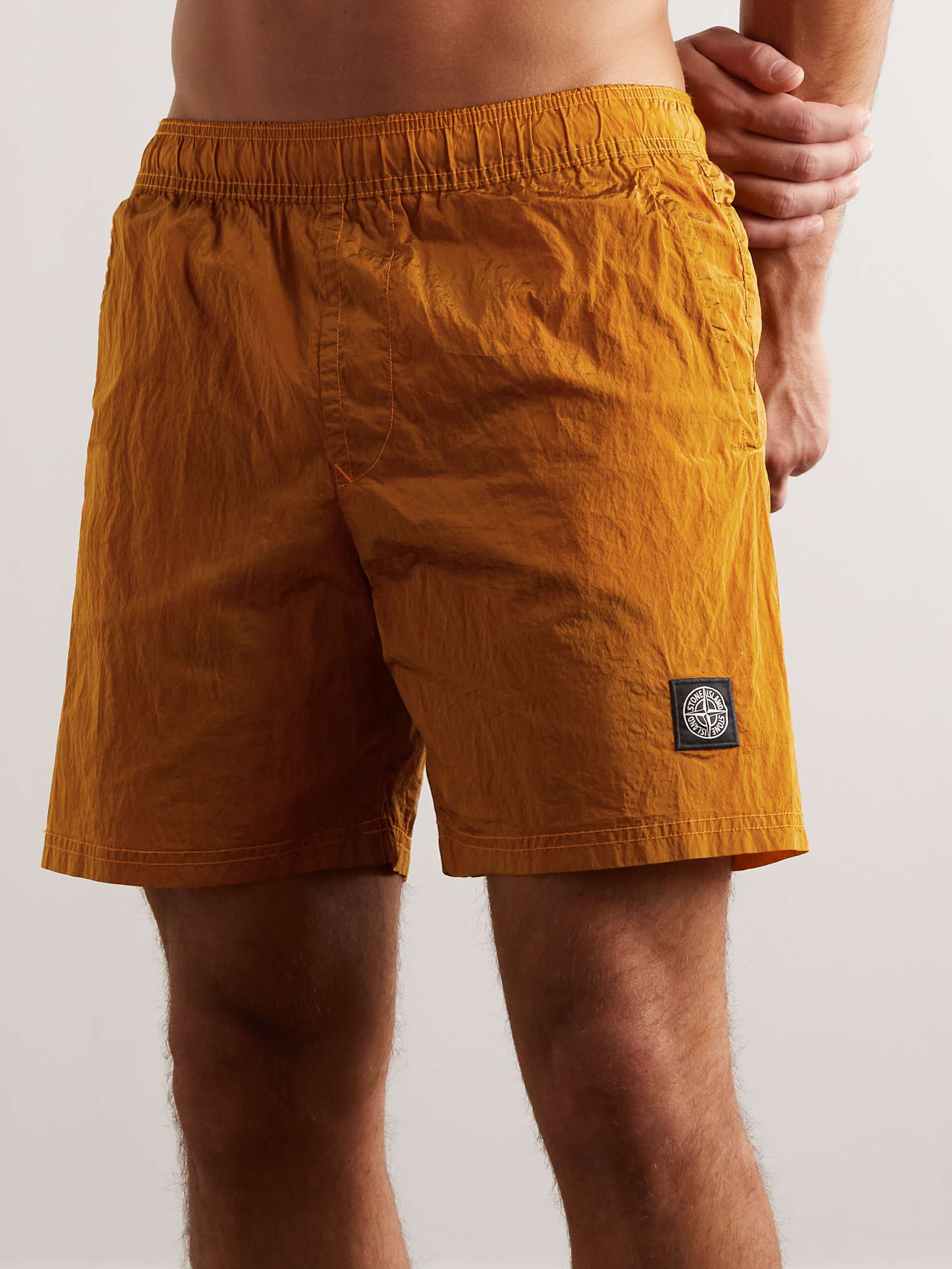 STONE ISLAND Logo-Appliquéd Straight-Leg Mid-Length Swim Shorts