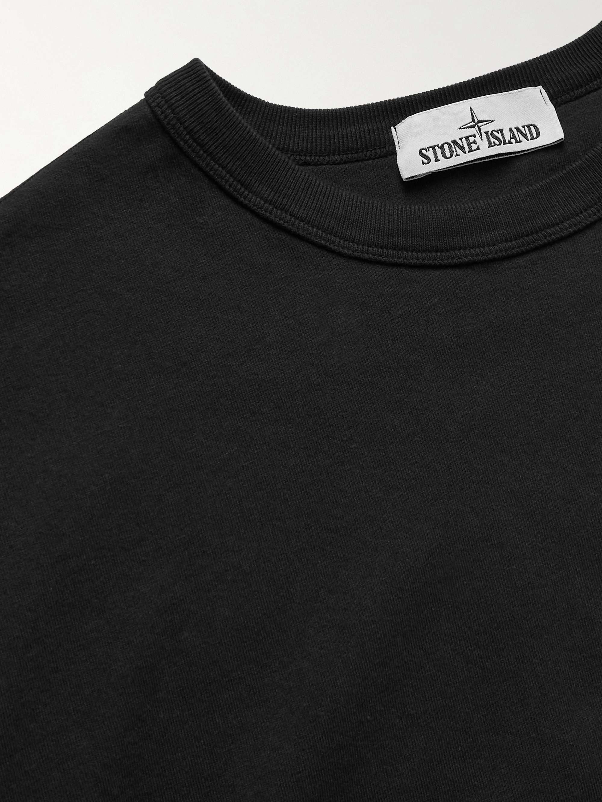 STONE ISLAND Logo-Embroidered Garment-Dyed Cotton-Jersey T-Shirt