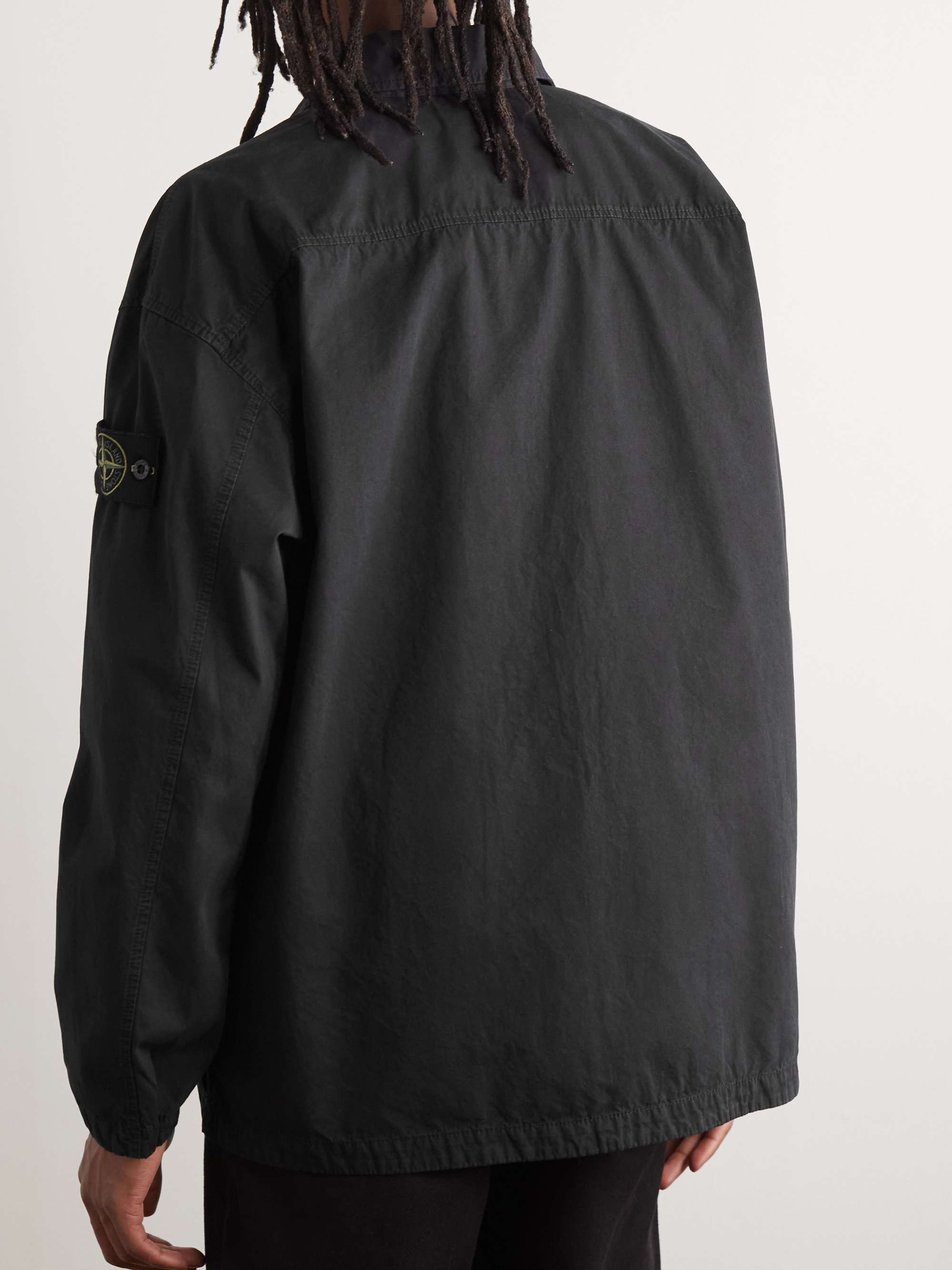 STONE ISLAND Logo-Appliquéd Brushed Cotton-Canvas Overshirt