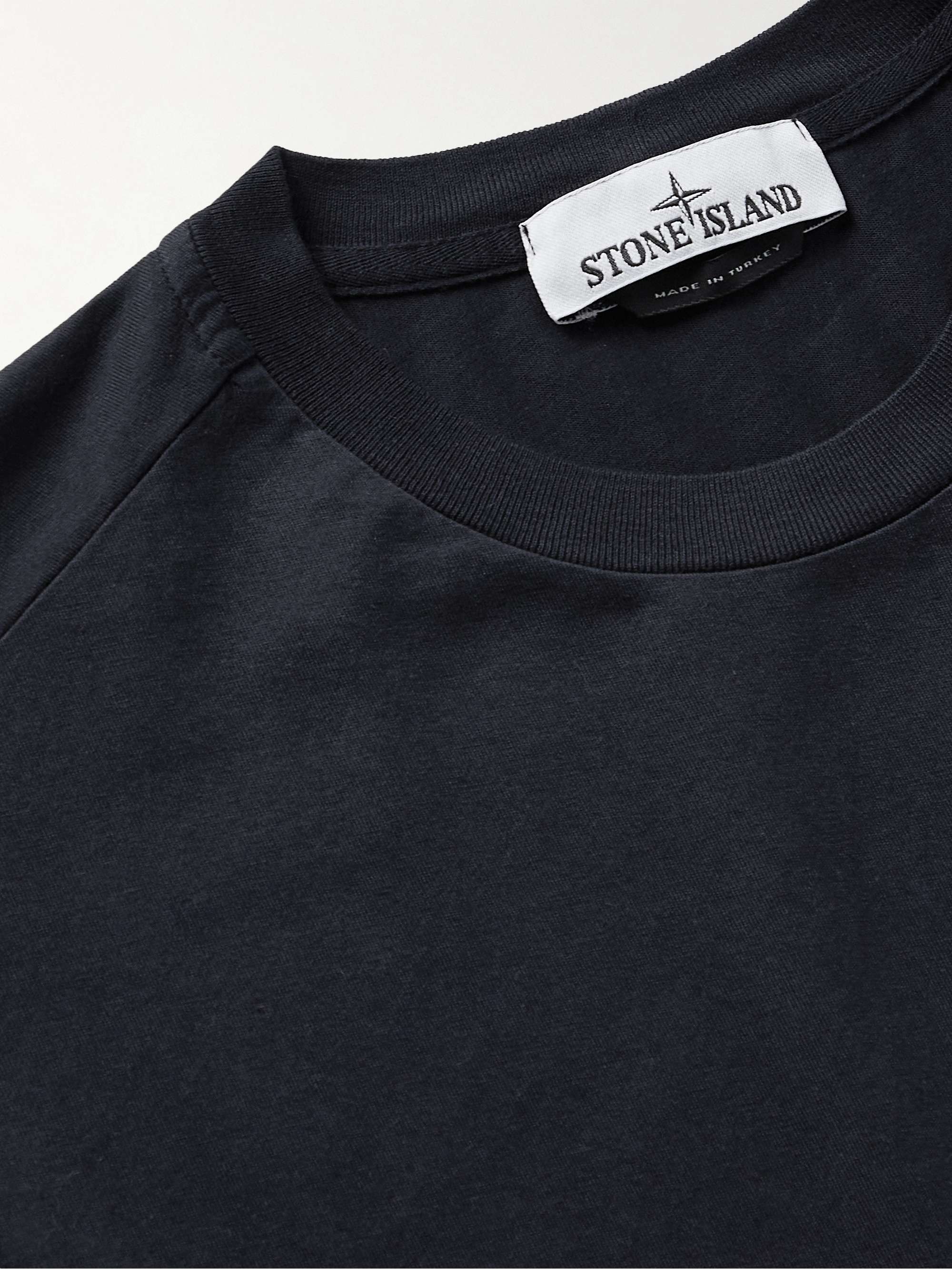 STONE ISLAND Logo-Appliquéd Garment-Dyed Cotton-Jersey T-Shirt