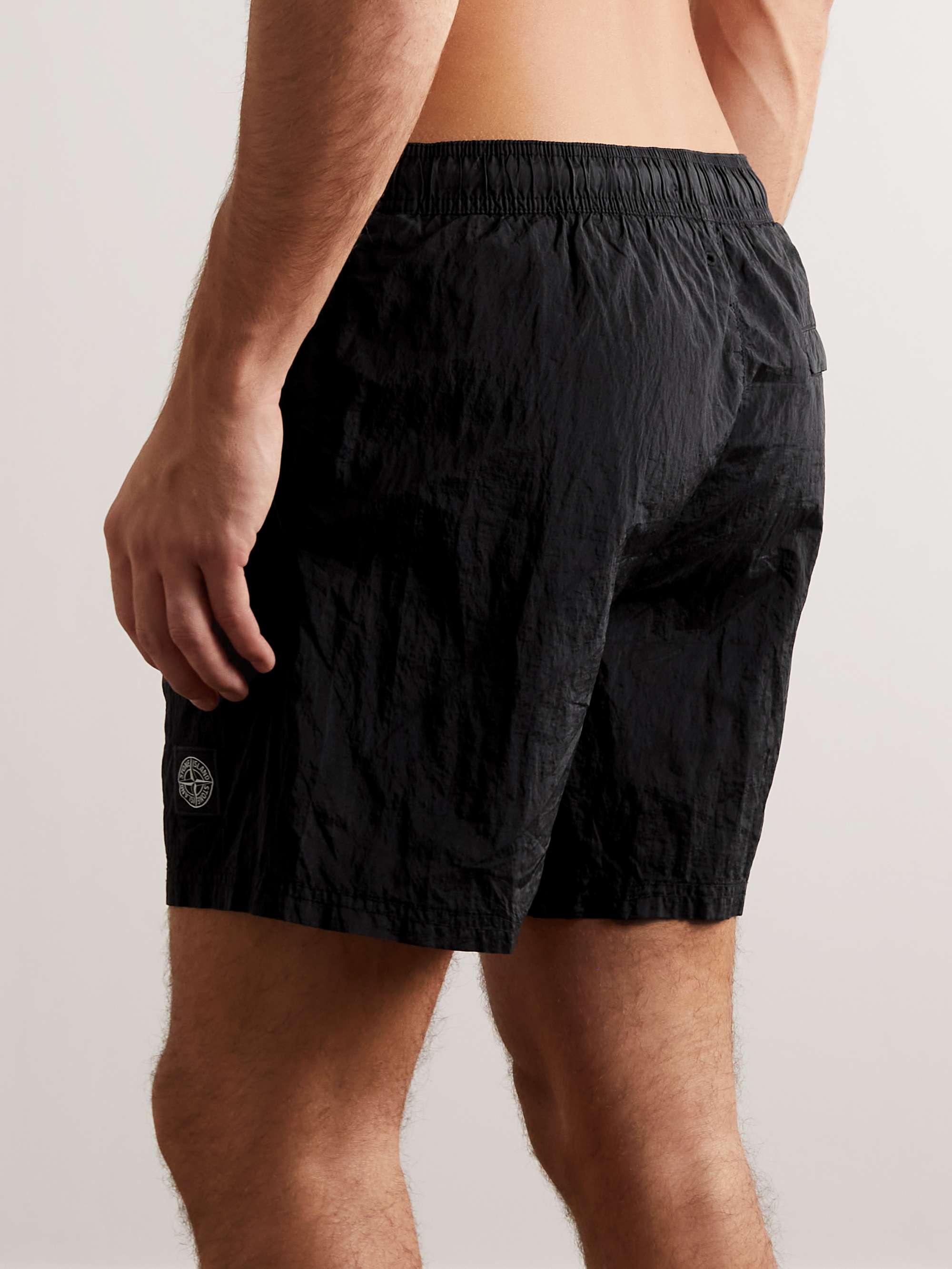 STONE ISLAND Logo-Appliquéd Straight-Leg Mid-Length Swim Shorts