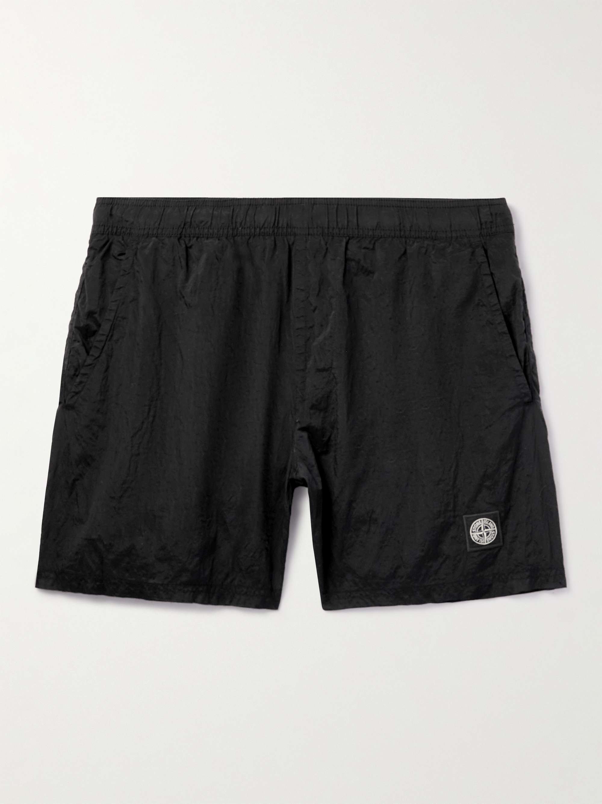 STONE ISLAND Logo-Appliquéd Straight-Leg Mid-Length Swim Shorts for Men ...