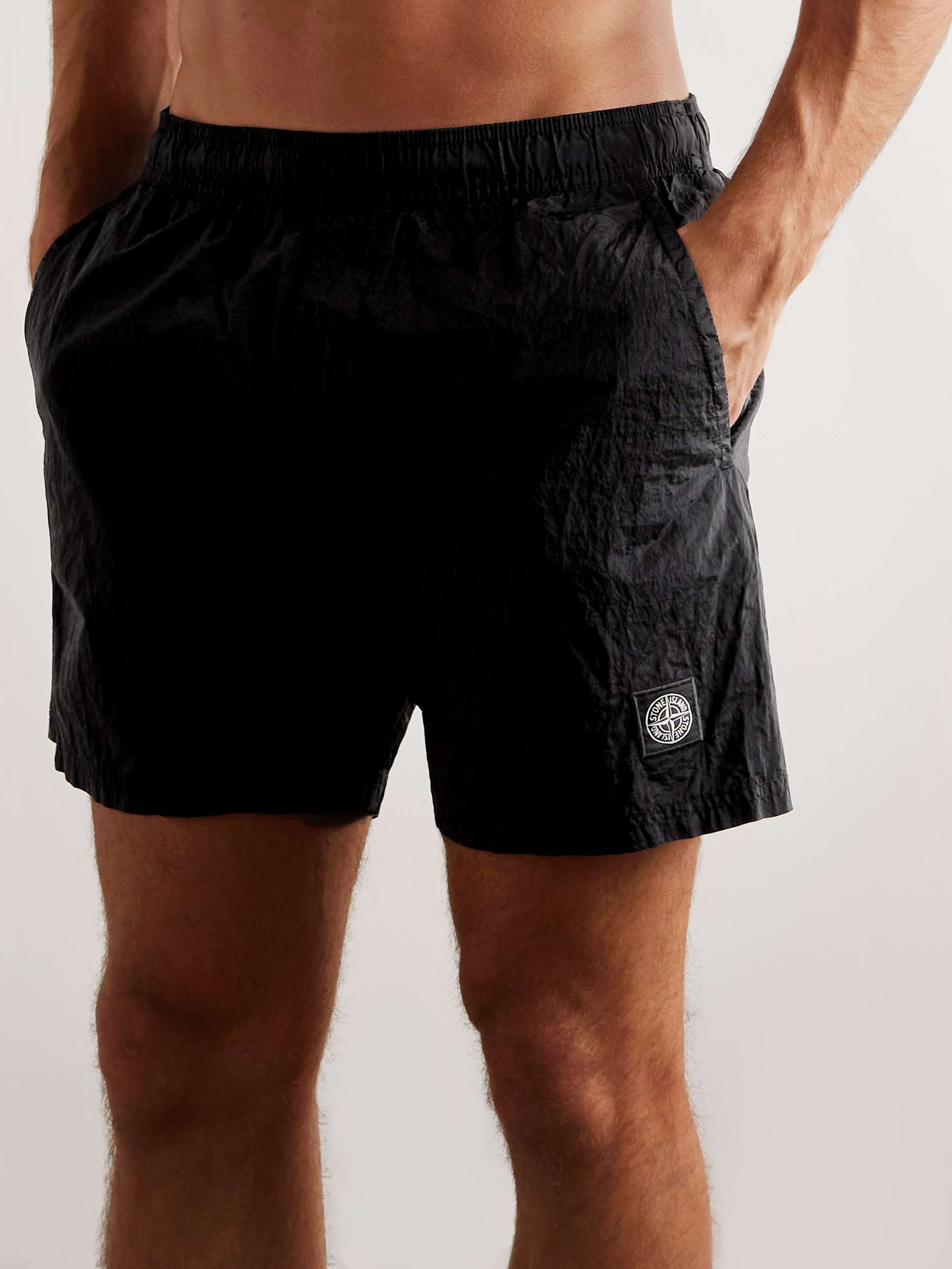 STONE ISLAND Logo-Appliquéd Straight-Leg Mid-Length Swim Shorts