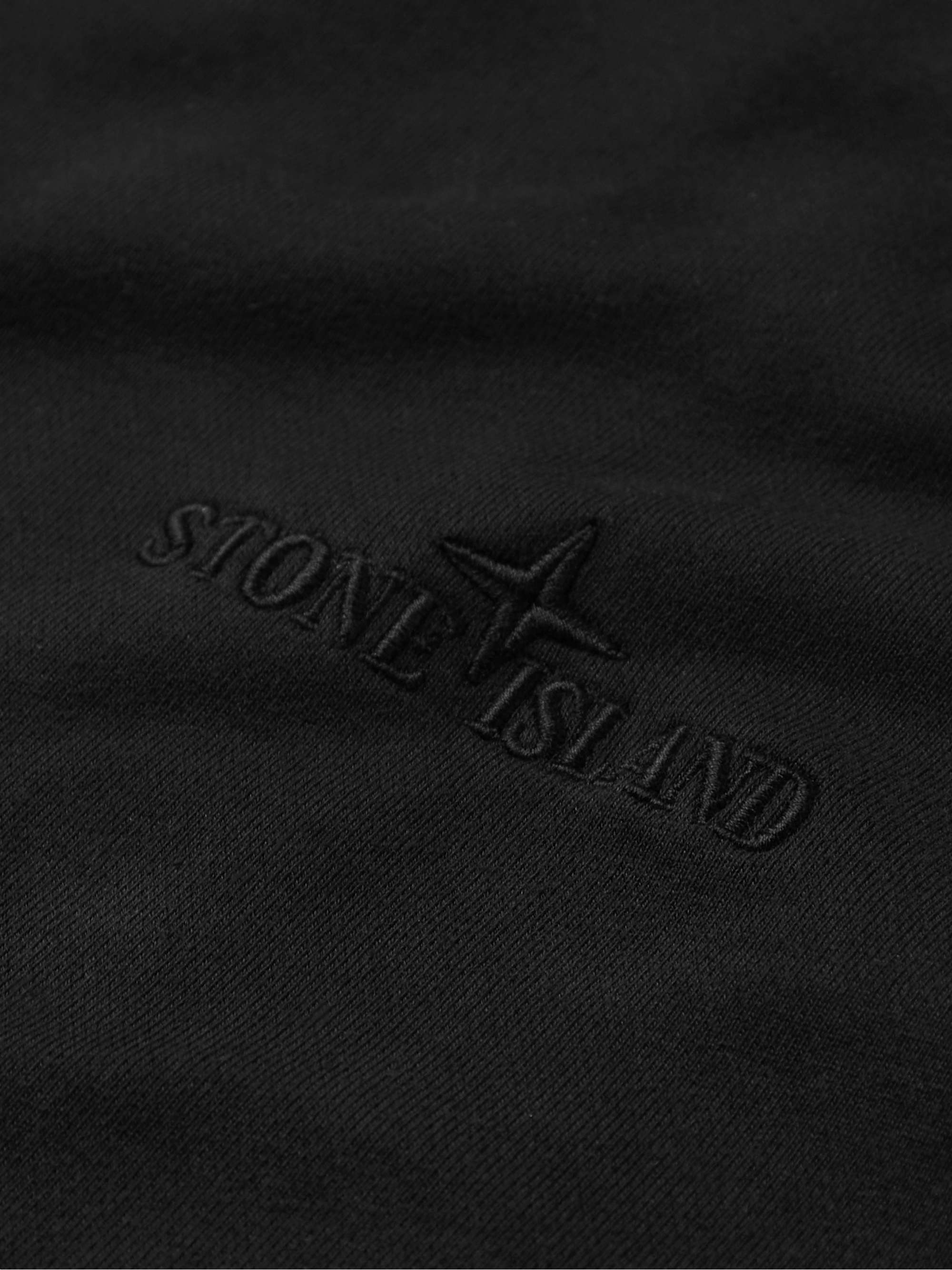 STONE ISLAND Logo-Embroidered Garment-Dyed Cotton-Jersey Sweatshirt
