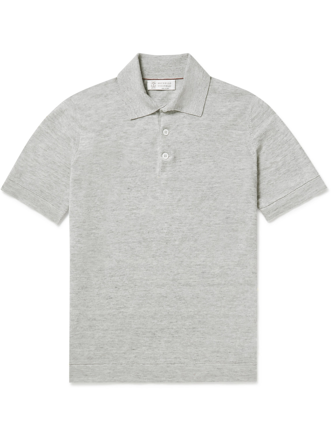 Brunello Cucinelli Linen And Cotton-blend Polo Shirt In Gray