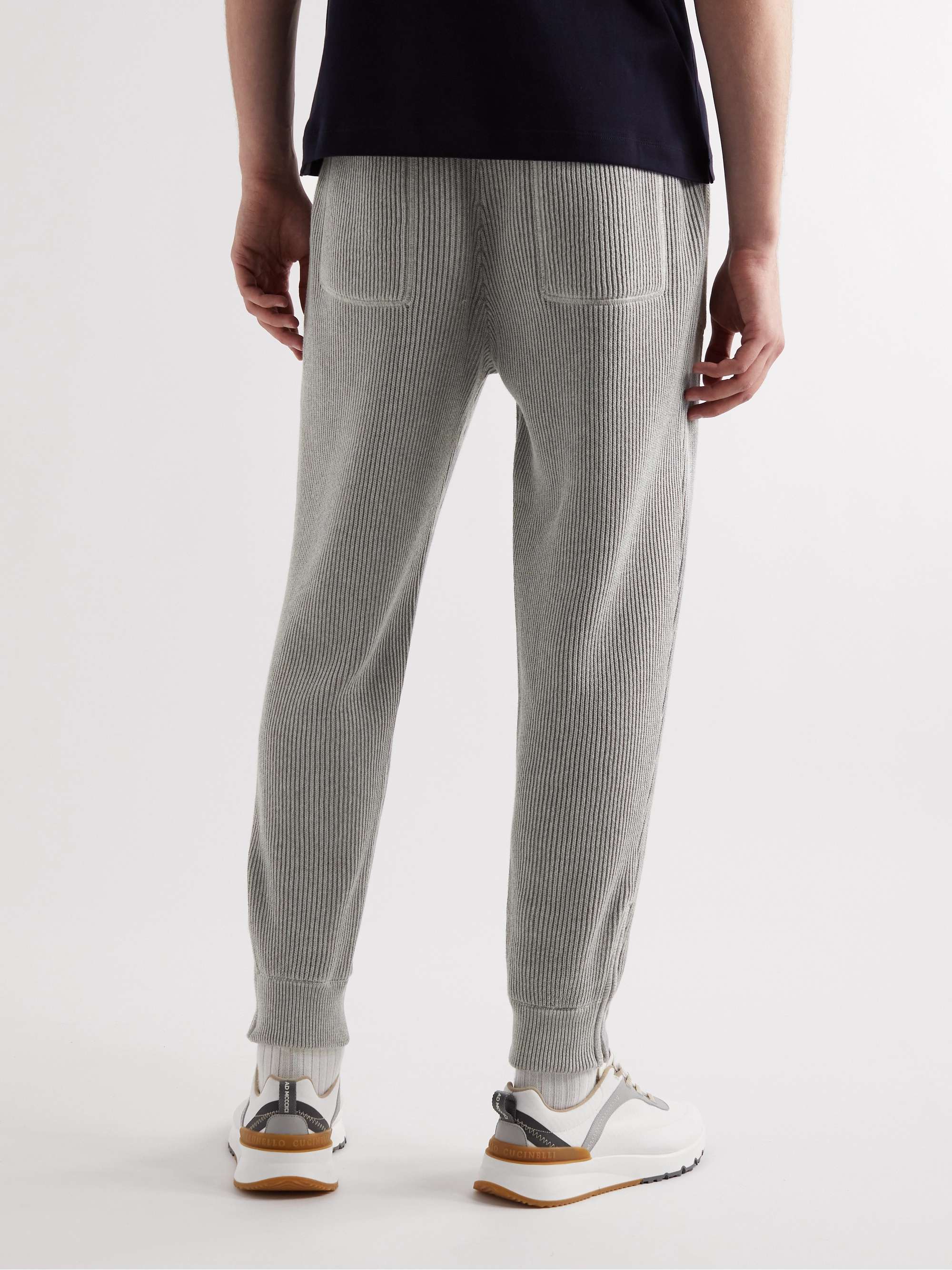 BRUNELLO CUCINELLI Tapered Ribbed Cotton Sweatpants