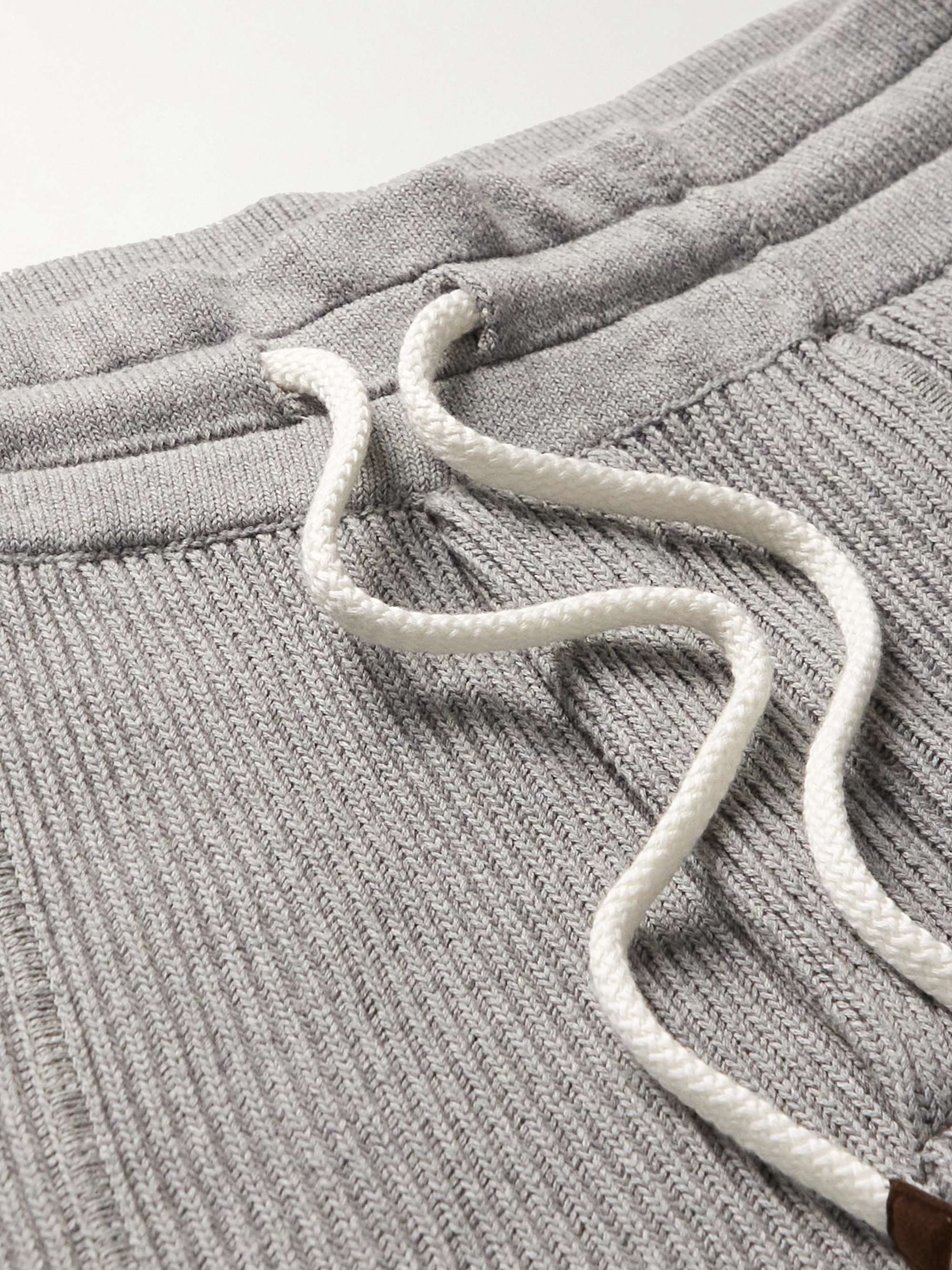 BRUNELLO CUCINELLI Tapered Ribbed Cotton Sweatpants