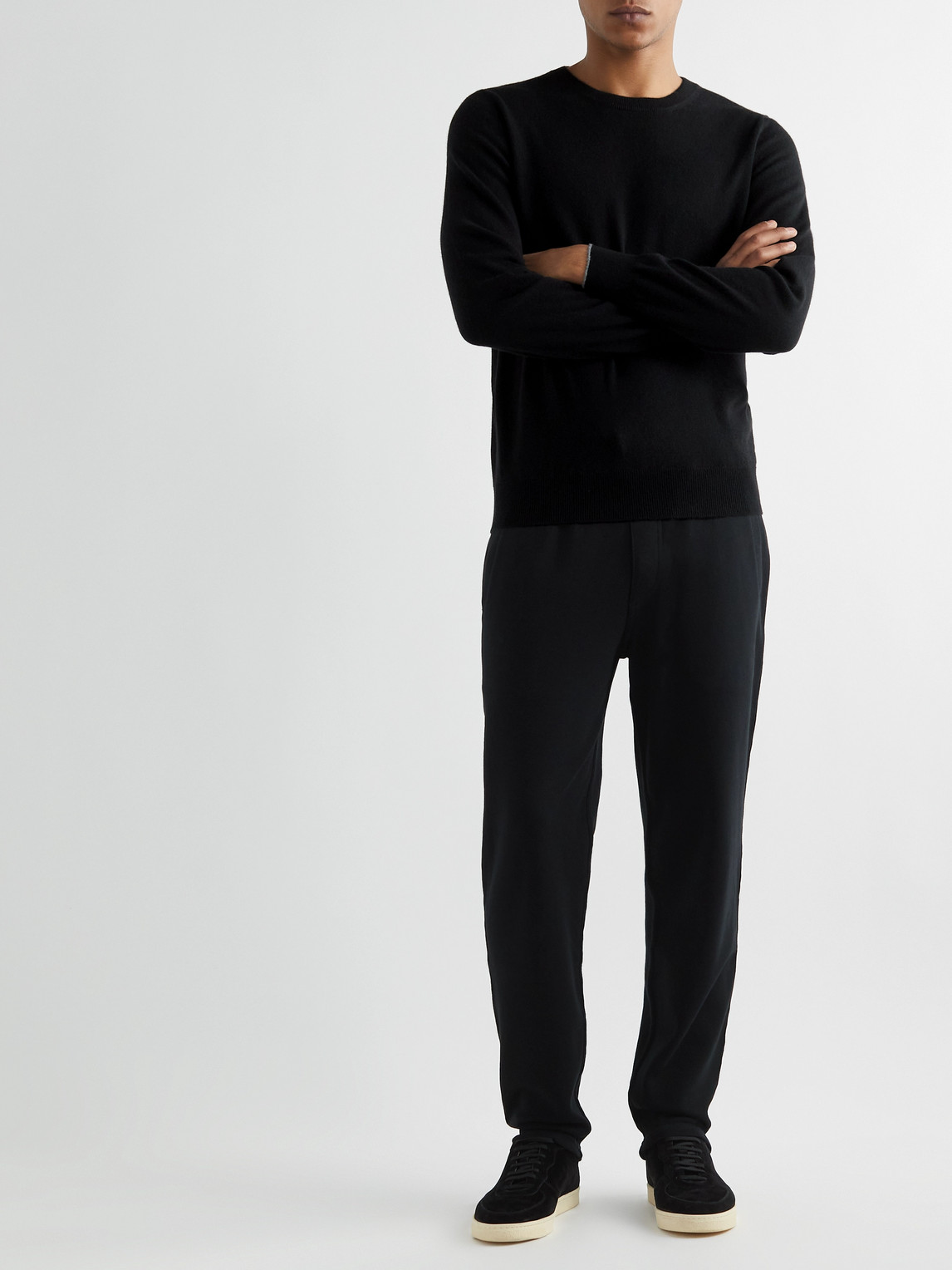 Brunello Cucinelli Virgin Wool Crewneck Sweater With Long Sleeves In Black