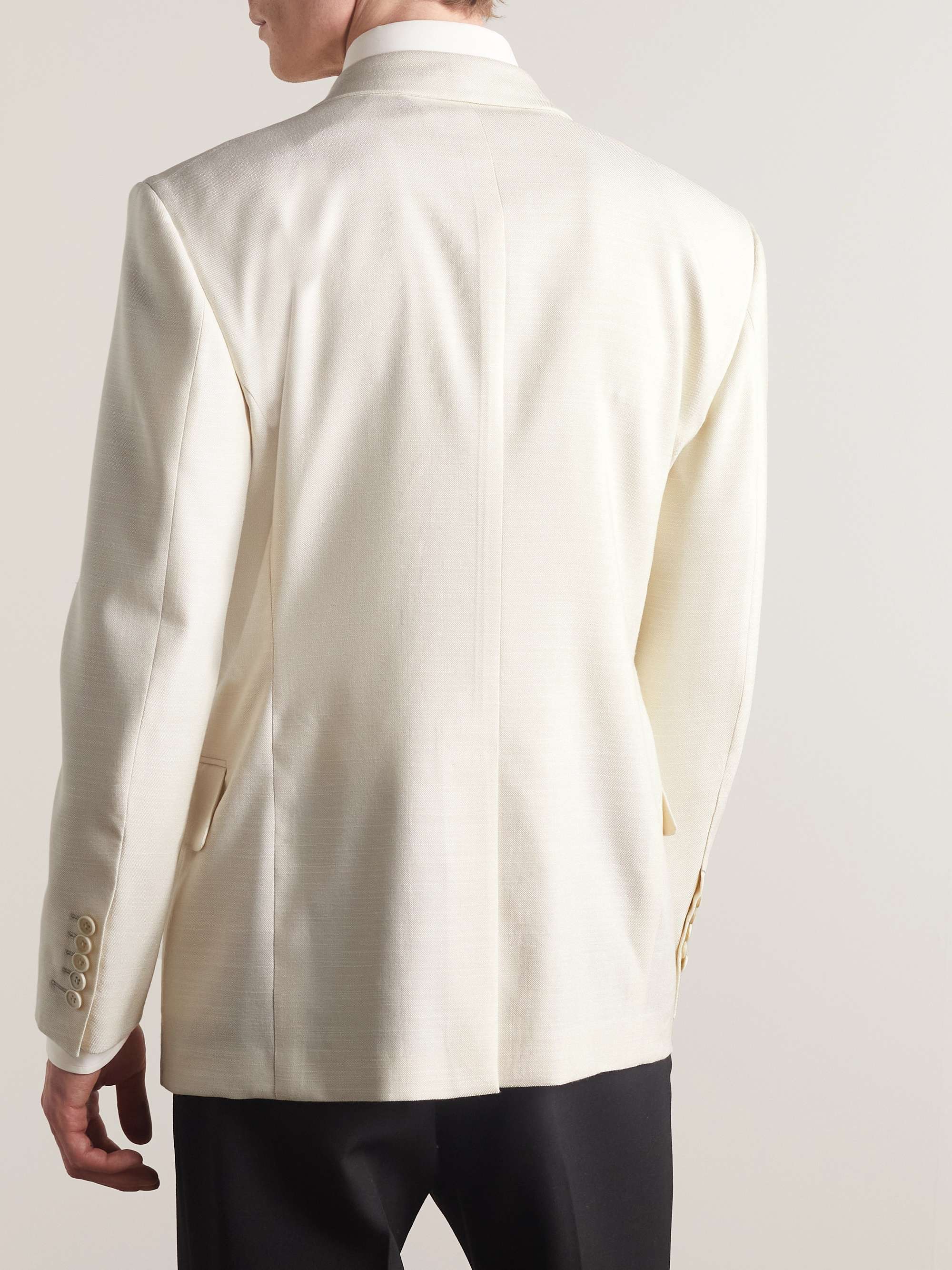 TOM FORD Cooper Slim-Fit Double-Breasted Silk, Wool and Mohair-Blend Blazer