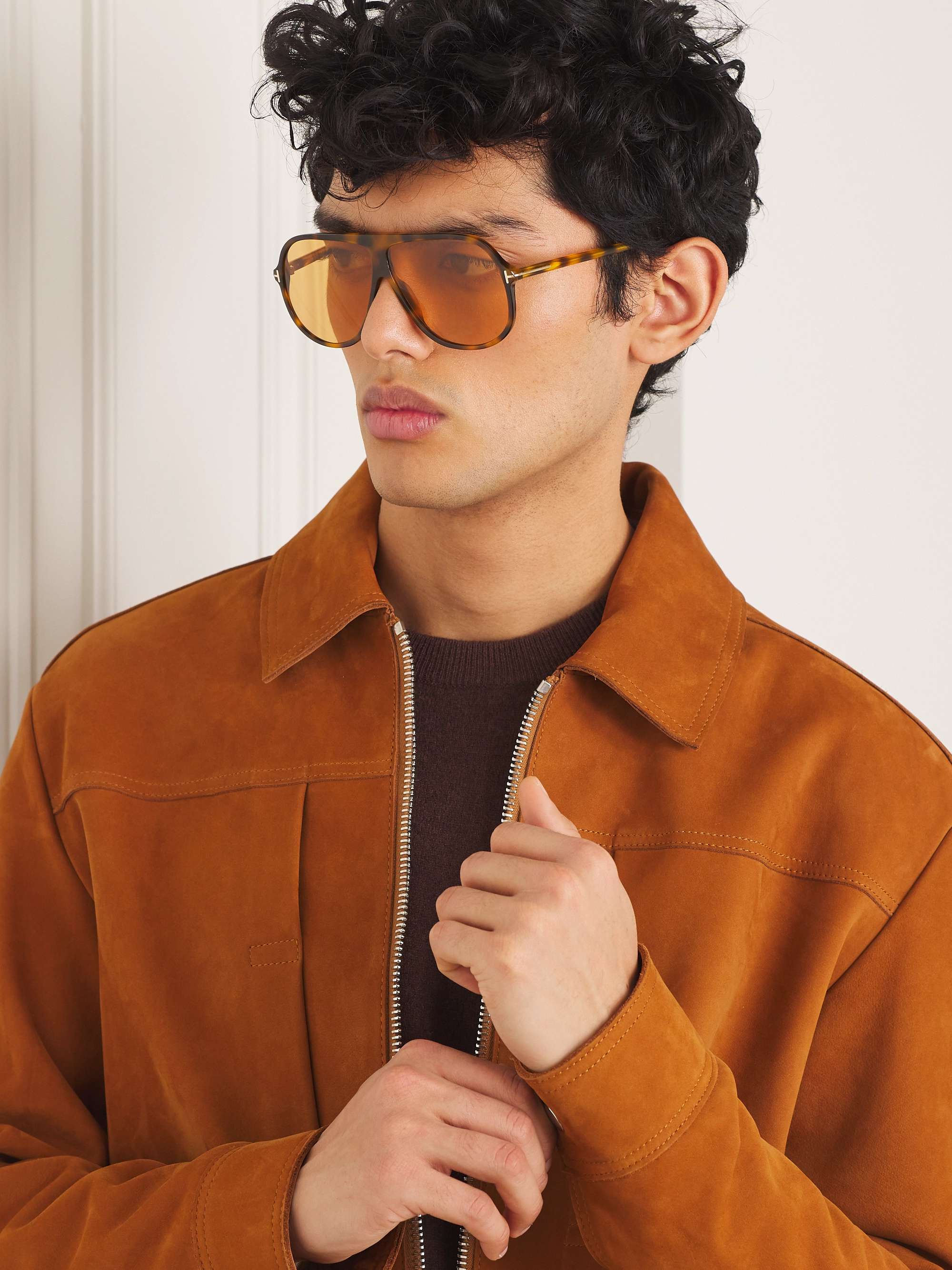 TOM FORD Aviator-Style Tortoiseshell Acetate Sunglasses