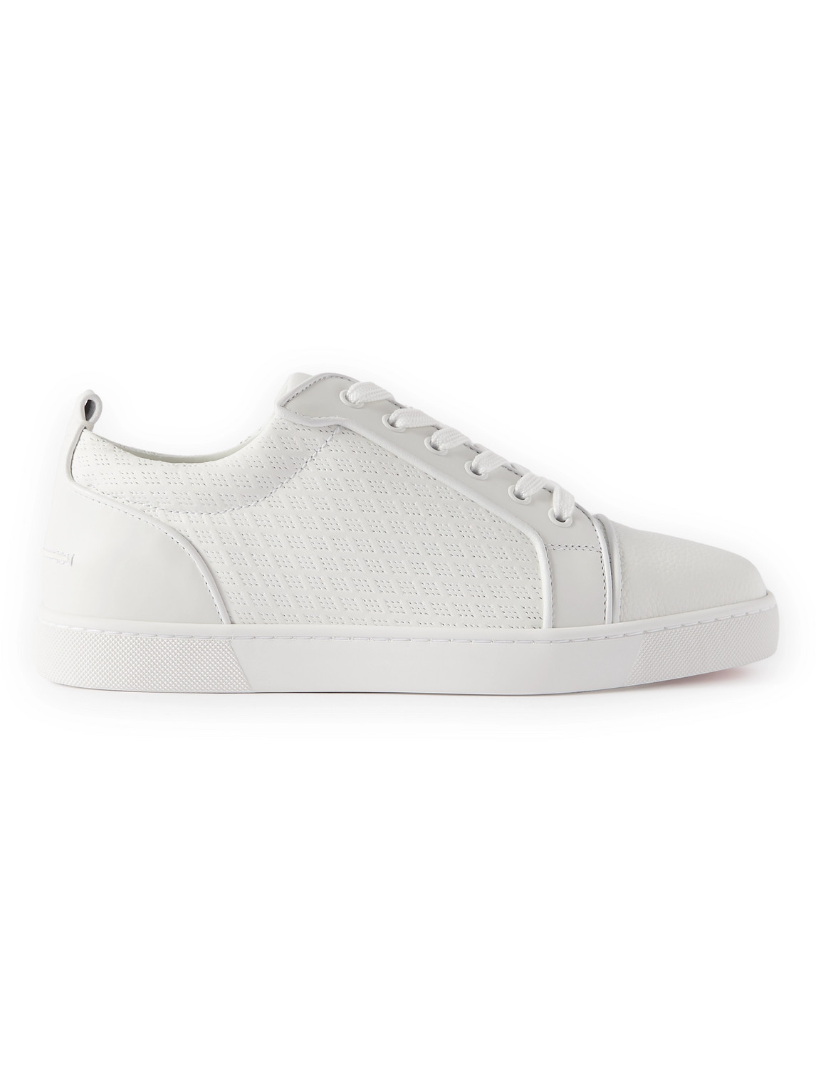 Shop Christian Louboutin Louis Junior Orlato Perforated Leather Sneakers In White