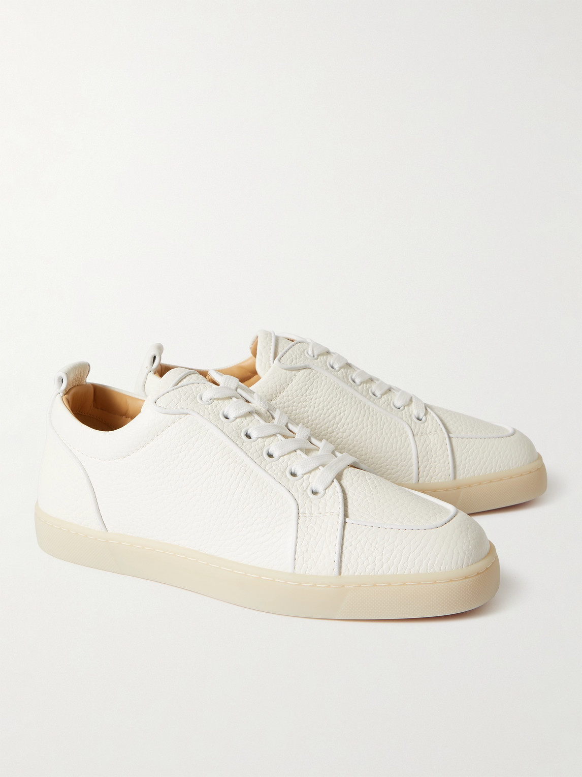 Shop Christian Louboutin Rantulow Full-grain Leather Sneakers In White