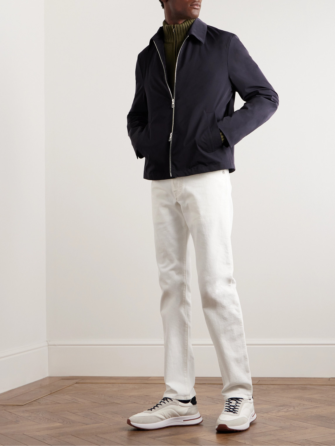 Shop Loro Piana Maurin Rain System Shell Blouson Jacket In Blue