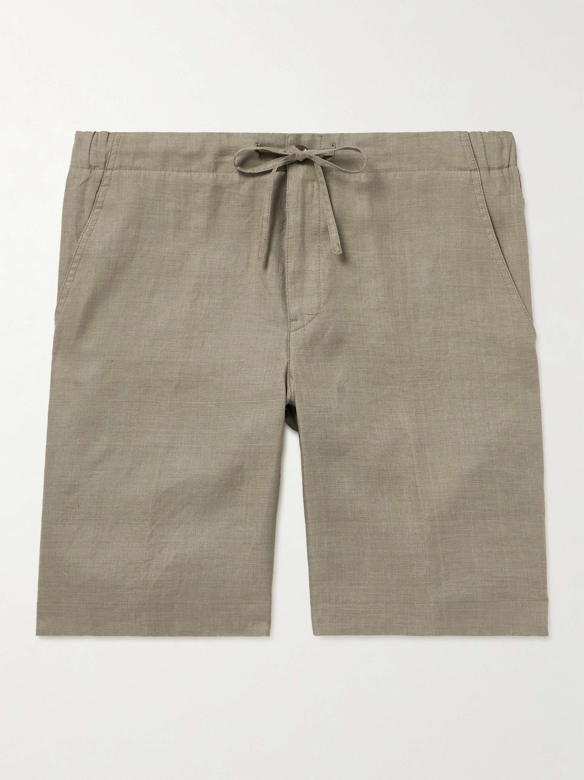 Straight Leg Linen Drawstring Bermuda Shorts